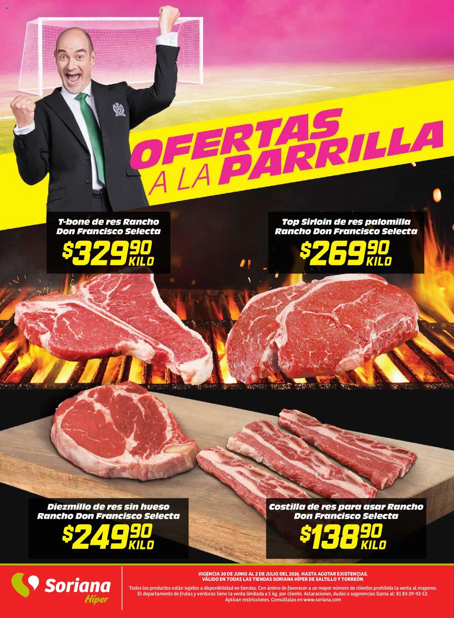 Nuevas ofertas de Soriana válidas en toda la República Mexicana desde el 30/06/2026. ¡Encuentra las mejores ofertas en Soriana Martes y Miércoles del Campo Híper: Saltillo y Torreón! | Página: 6 | Productos: Res, Parrilla, Top