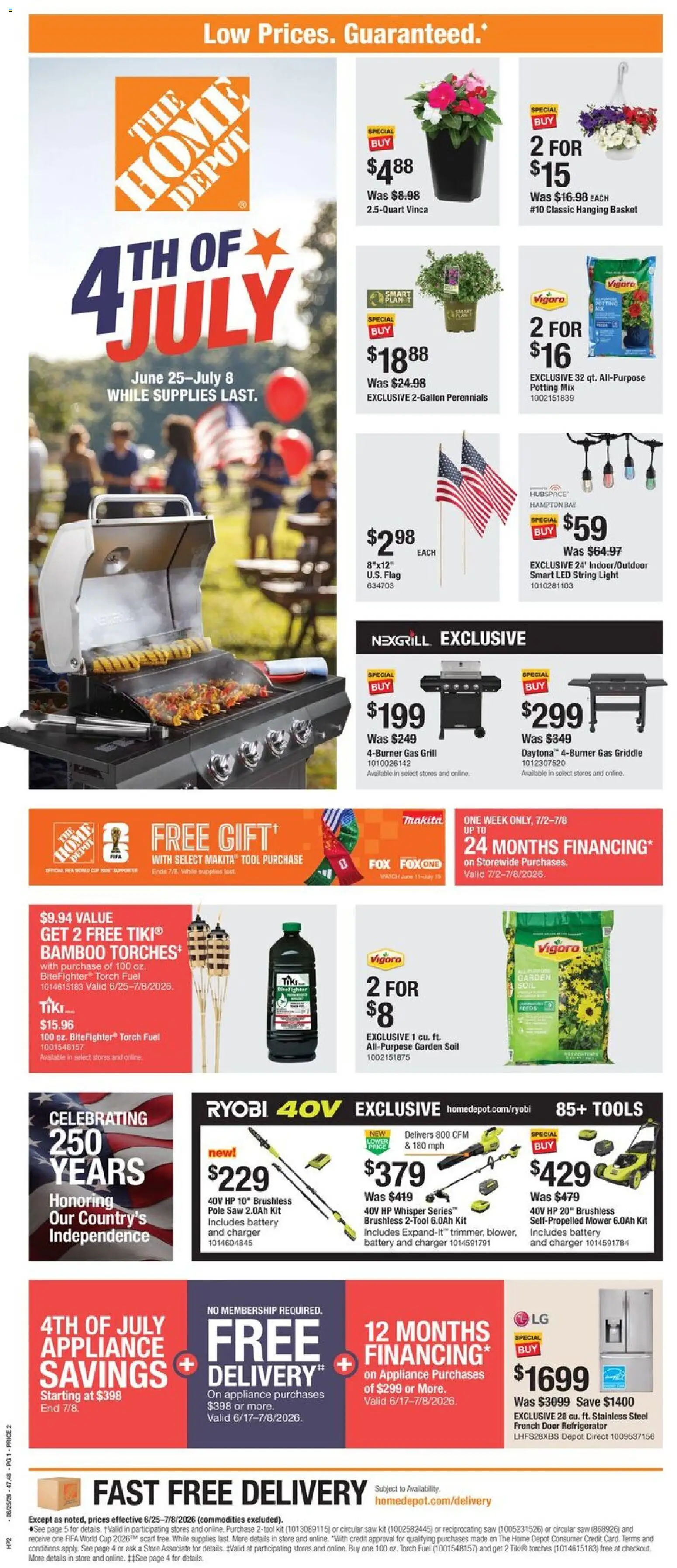 Home Depot Local Ad - valid from 06/25/2026 | Page: 1 | Products: Reciprocating Saw, Circular Saw, Refrigerator, Grill