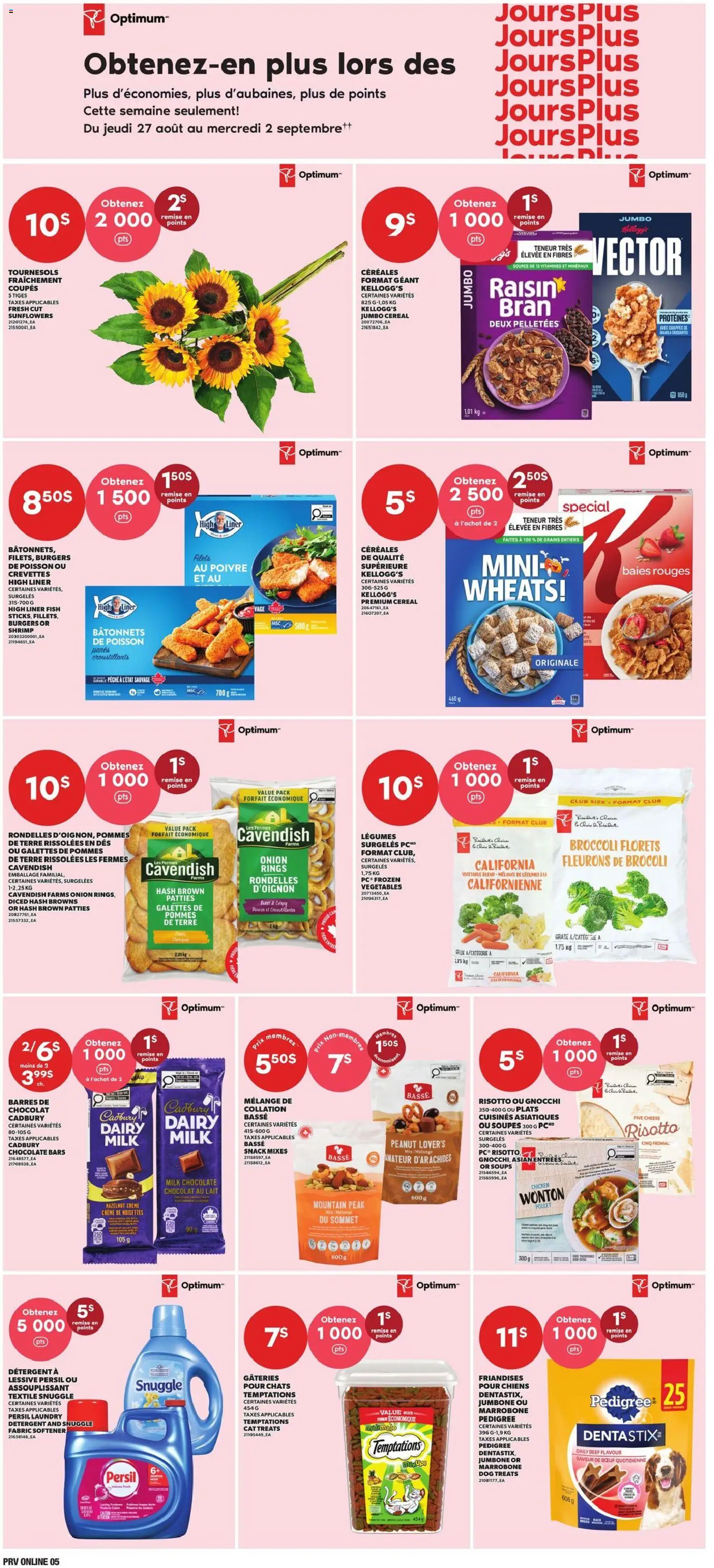 Provigo flyer valid from Aug 27, 2026 | Page: 5 | Products: Gnocchi, Grains, Fabric softener, Cheese