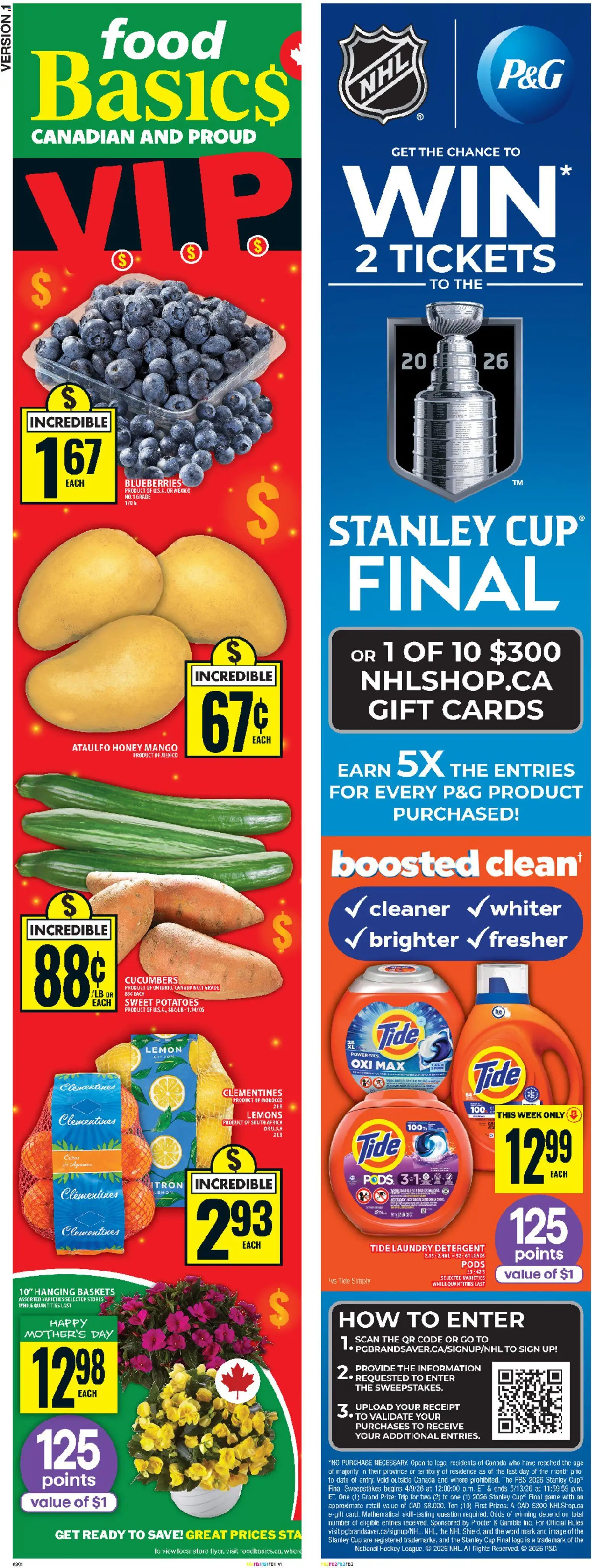 Food Basics flyer valid from 07.05.2026 | Page: 2 | Products: Cucumbers, Game, Potatoes, Detergent