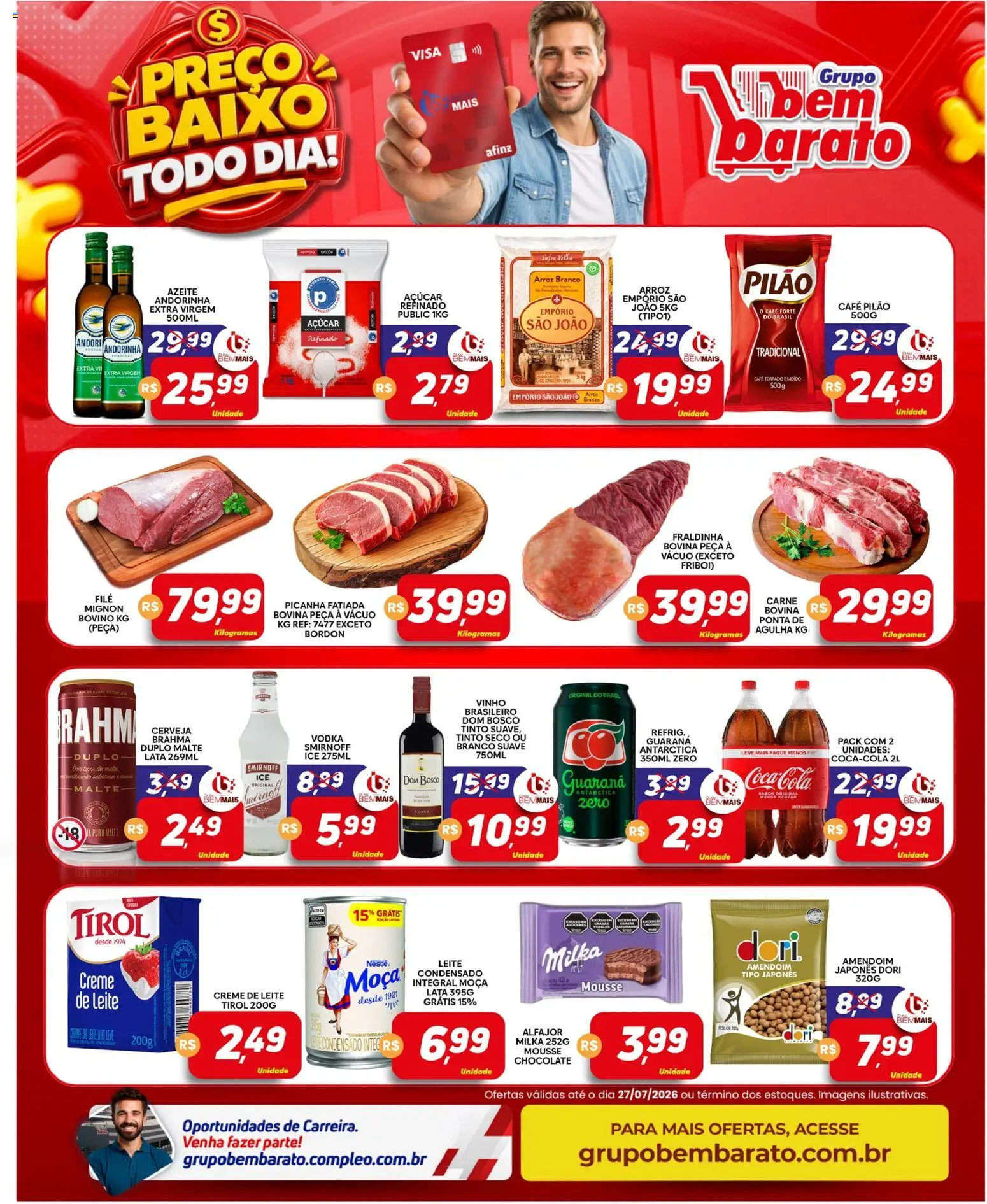 Supermercado Bem Barato Folheto - válido de 21/07/2026 | Página: 3 | Produtos: Mousse, Leite, Creme de leite, Azeite