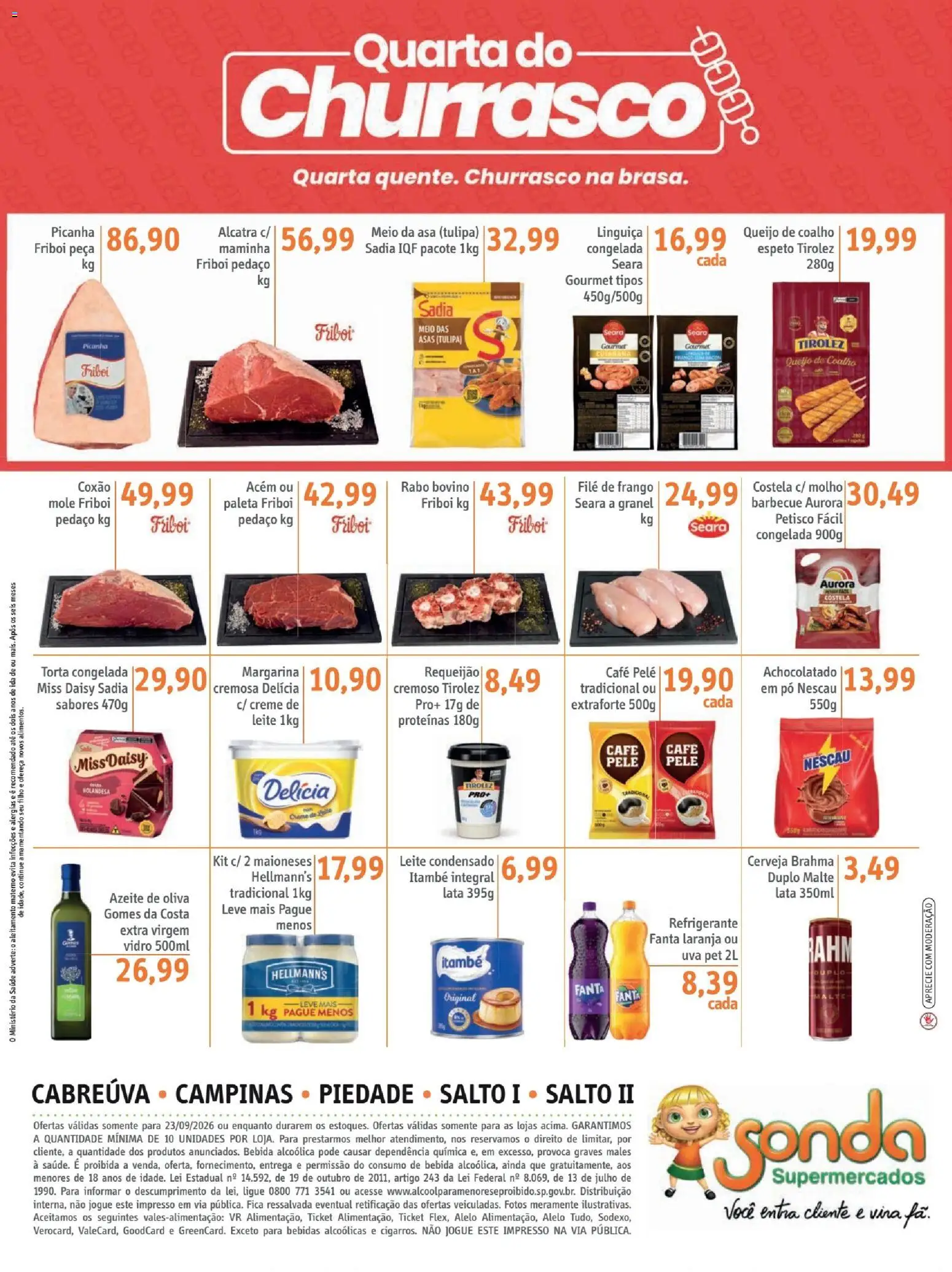 Sonda Folheto - válido de 23/09/2026 | Página: 4 | Produtos: Picanha, Bebida, Azeite de oliva, Leite condensado