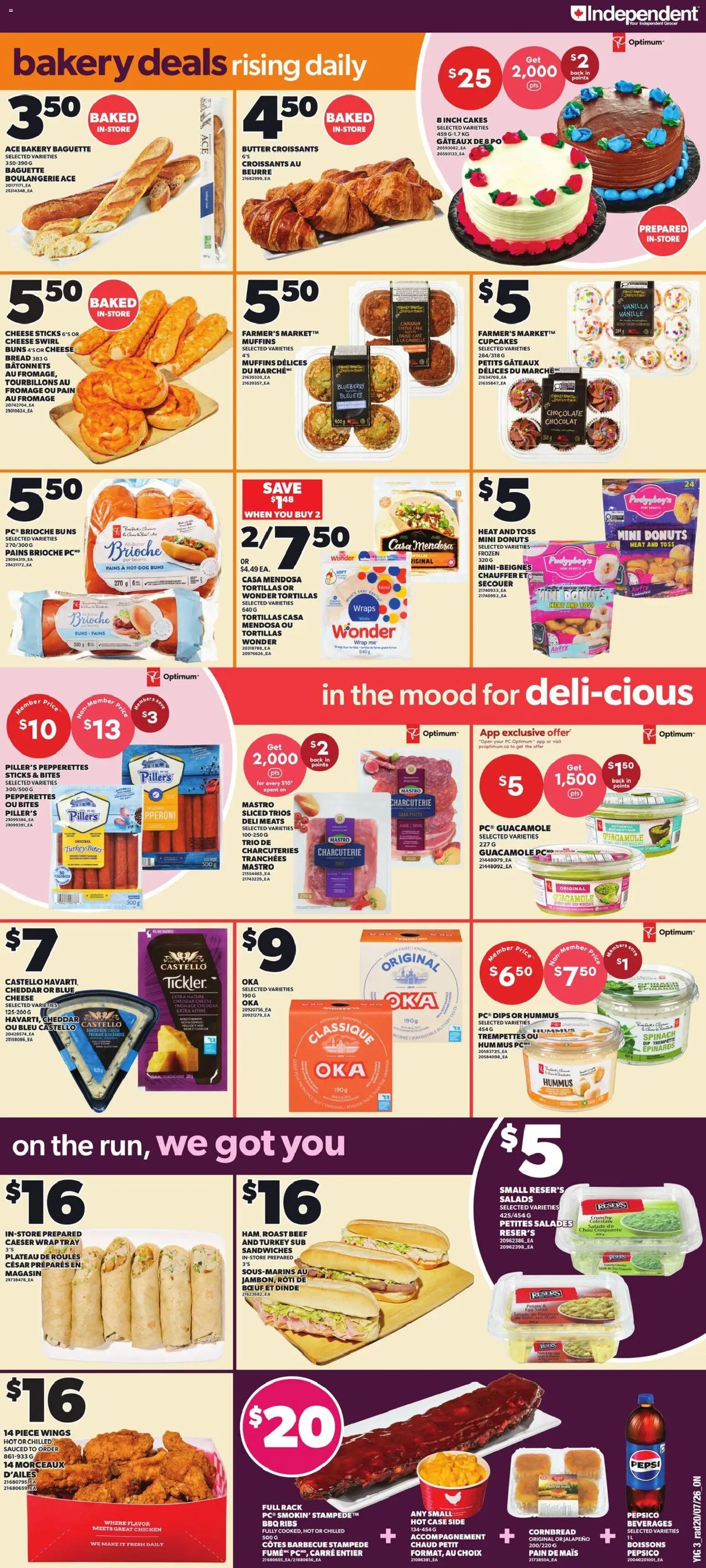 Independent Grocer flyer valid from Jul 23, 2026 | Page: 4 | Products: Hummus, Muffins, Butter, Cheese