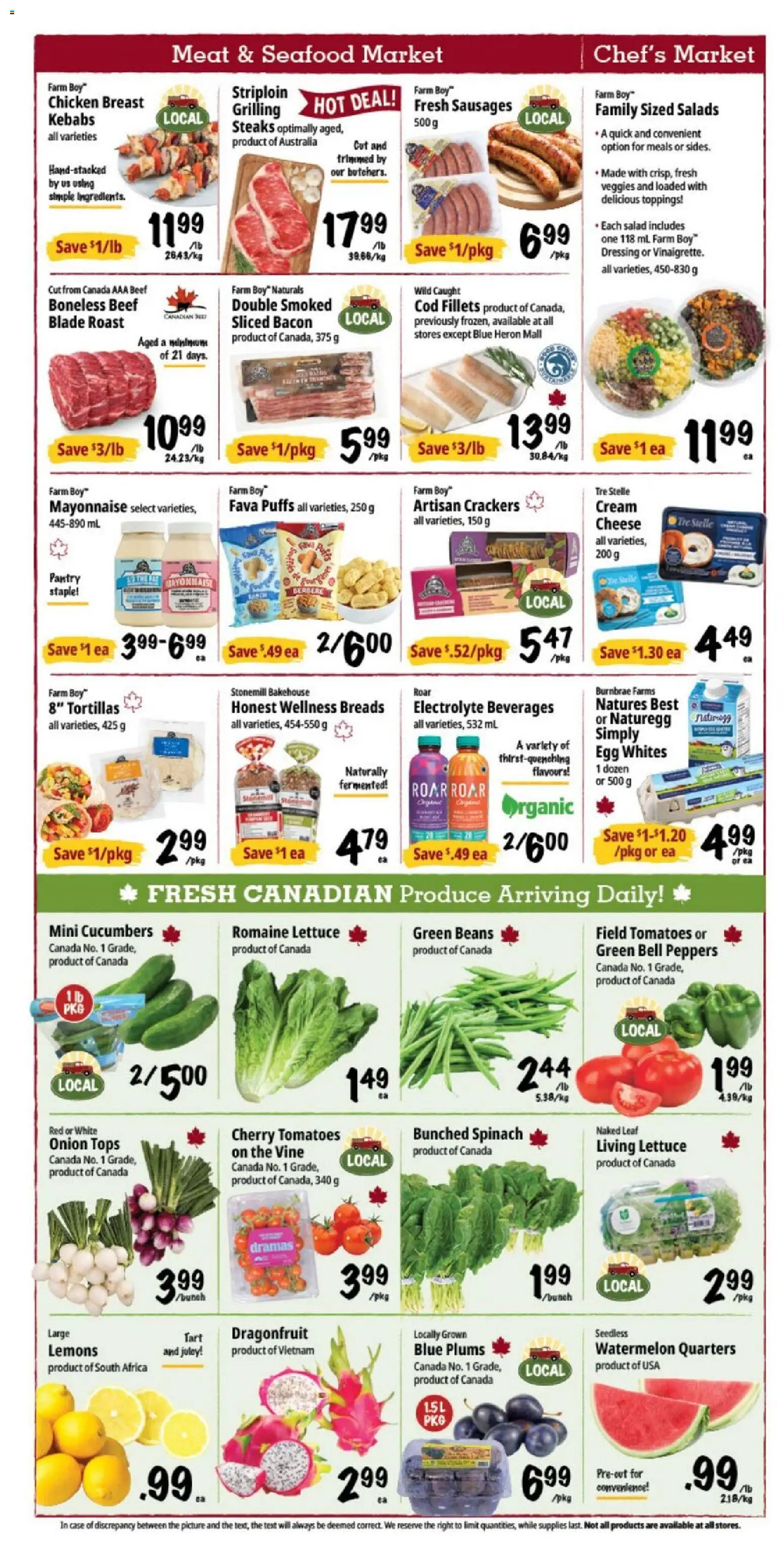 Farm Boy flyer valid from Aug 13, 2026 | Page: 2 | Products: Beef, Seafood, Mayonnaise, Watermelon