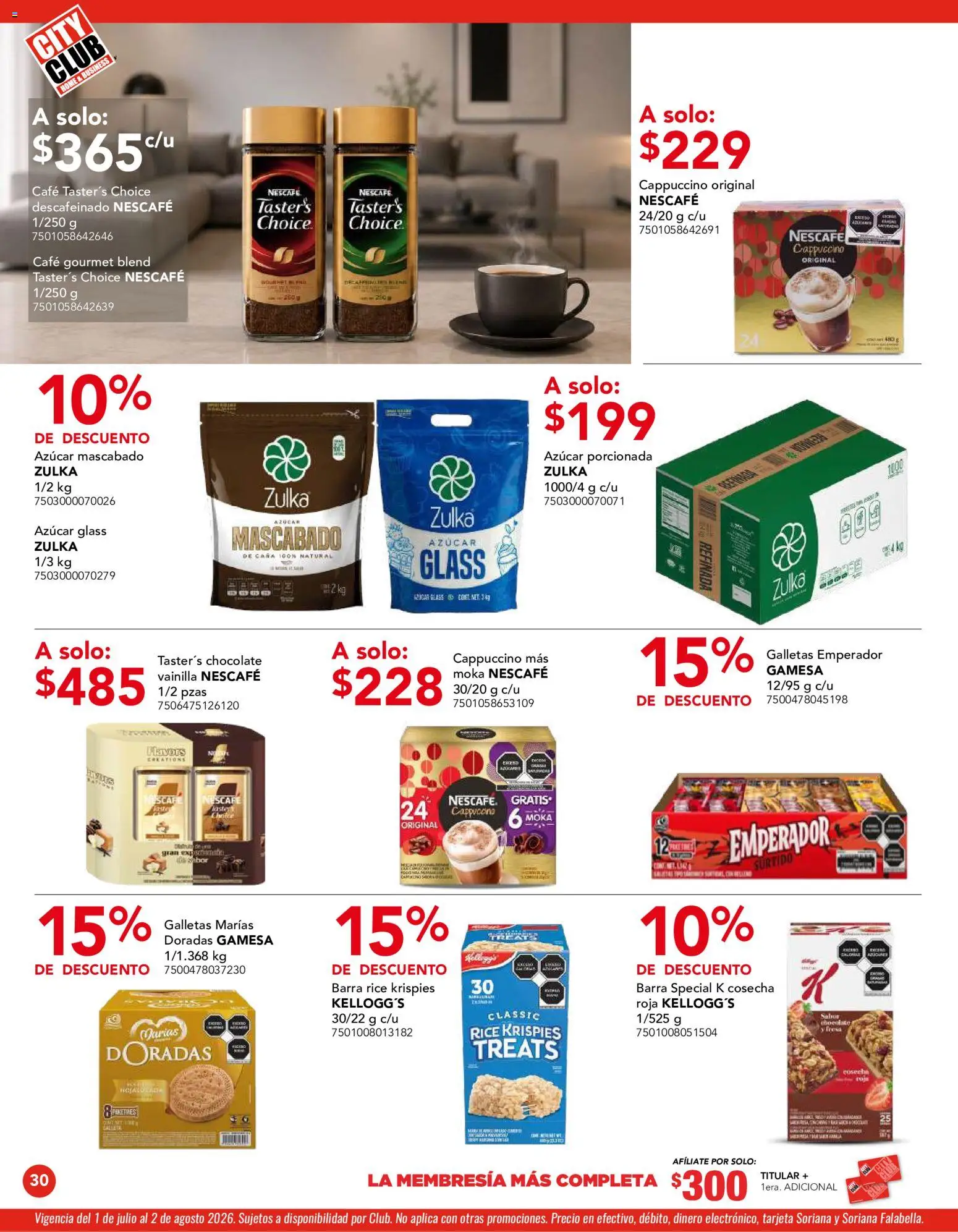 Nuevas ofertas de City Club válidas en toda la República Mexicana desde el 01/07/2026. ¡Encuentra las mejores ofertas en City Club catálogo! | Página: 30 | Productos: Azúcar, Café, Galletas, Barra