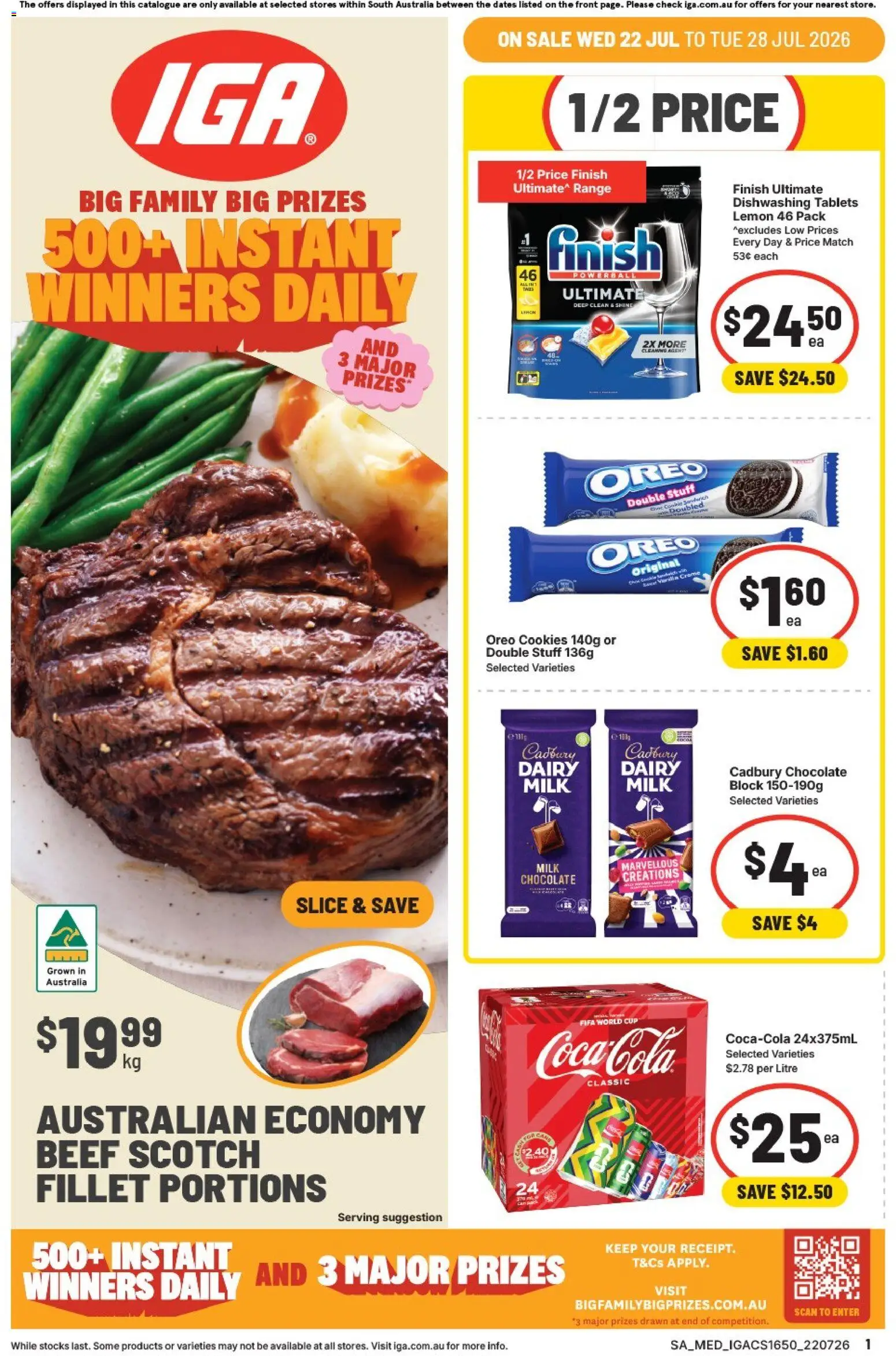 IGA catalogue - valid from 22/07/2026 | Page: 1 | Products: Chocolate, Beef, Lemon, Scotch