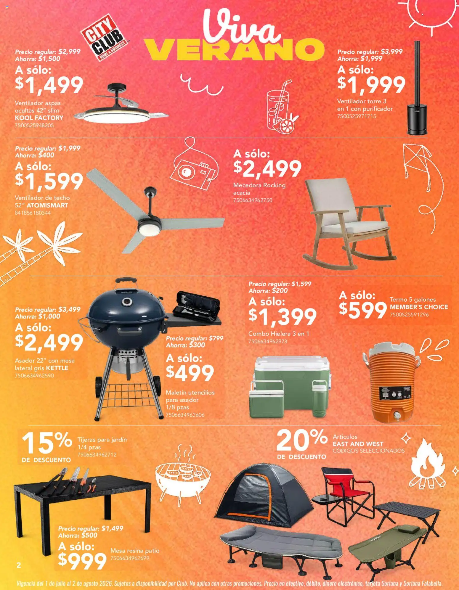 Nuevas ofertas de City Club válidas en toda la República Mexicana desde el 01/07/2026. ¡Encuentra las mejores ofertas en City Club catálogo! | Página: 2 | Productos: Ventilador, Hielera, Purificador, Termo