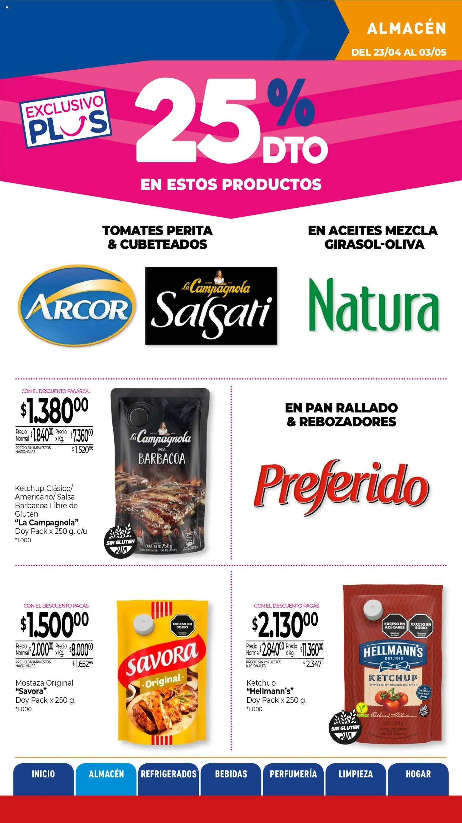 La Anonima catálogo │ válido desde el 23.04.2026 | Página: 12 | Productos: Ketchup, Mostaza, Pan, Tomates