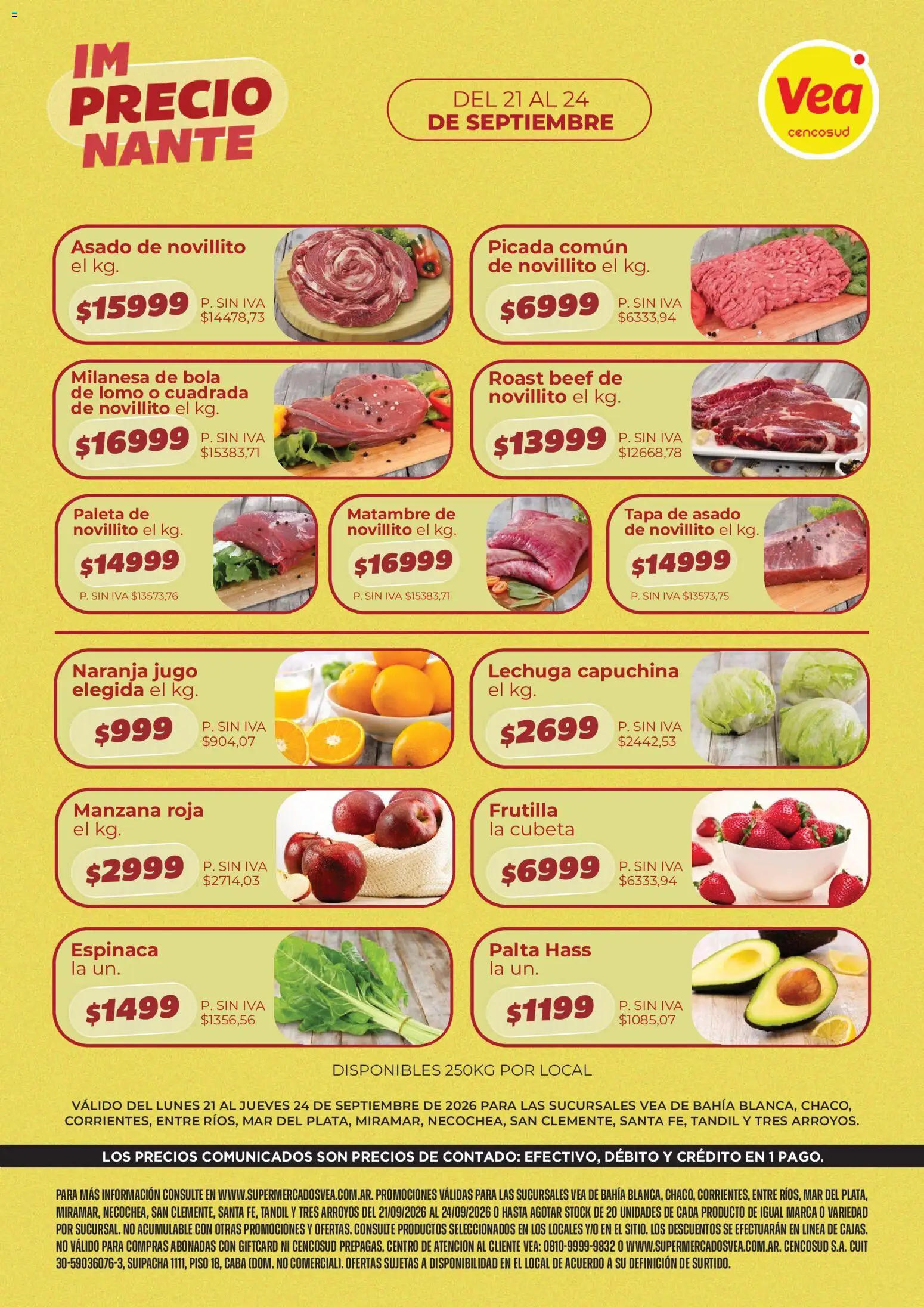Vea - Volante Semanal │ válido desde el 21/09/2026 | Página: 1 | Productos: Lomo, Frutilla, Milanesa, Jugo