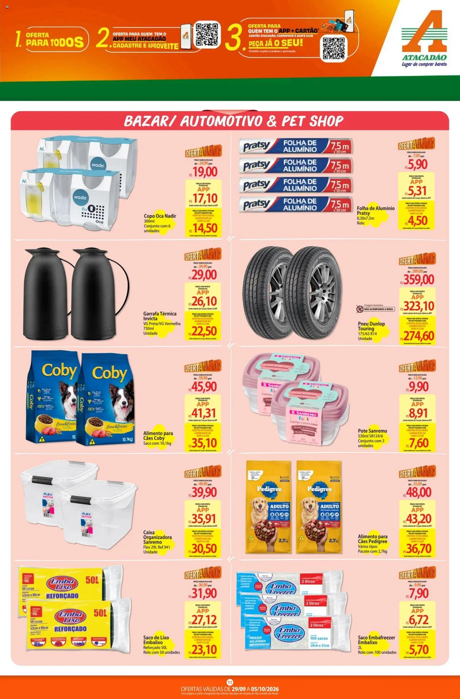 Atacadão Folheto - válido de 29/09/2026 | Página: 11 | Produtos: Freezer, Garrafa térmica, Microondas, Potes