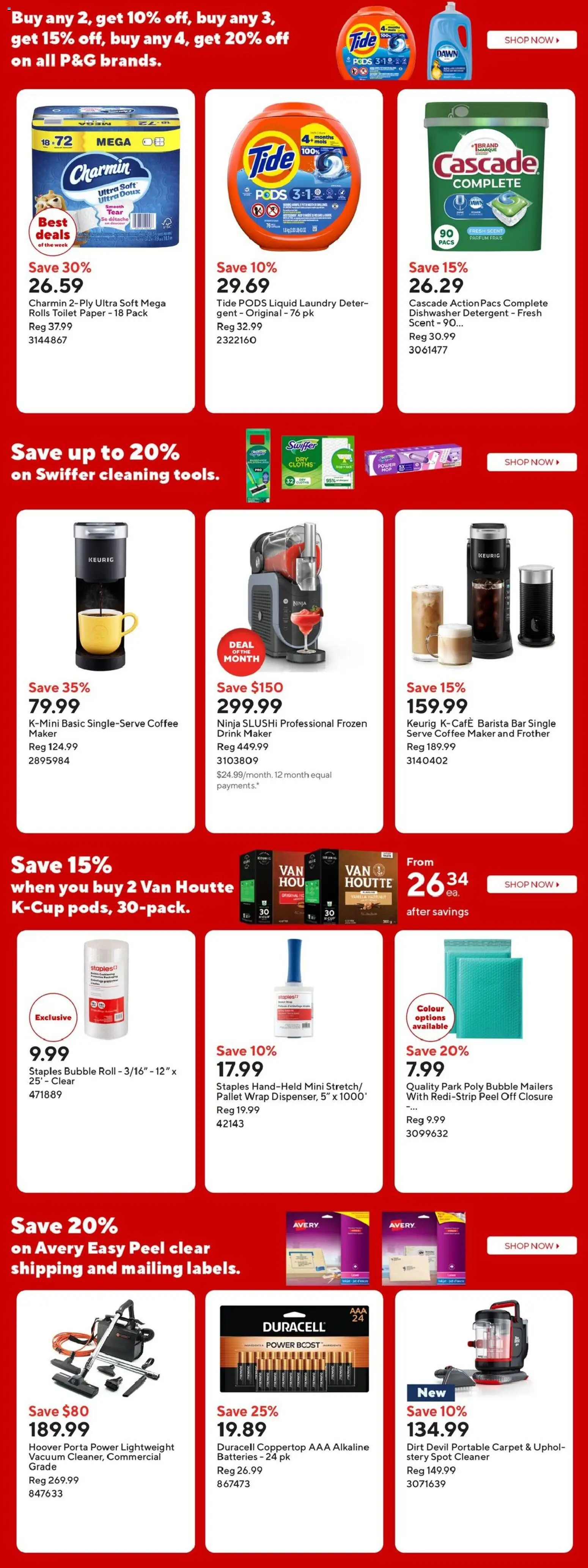Staples flyer valid from 15.05.2026 | Page: 14 | Products: Coffee maker, Detergent, Carpet, Coffee