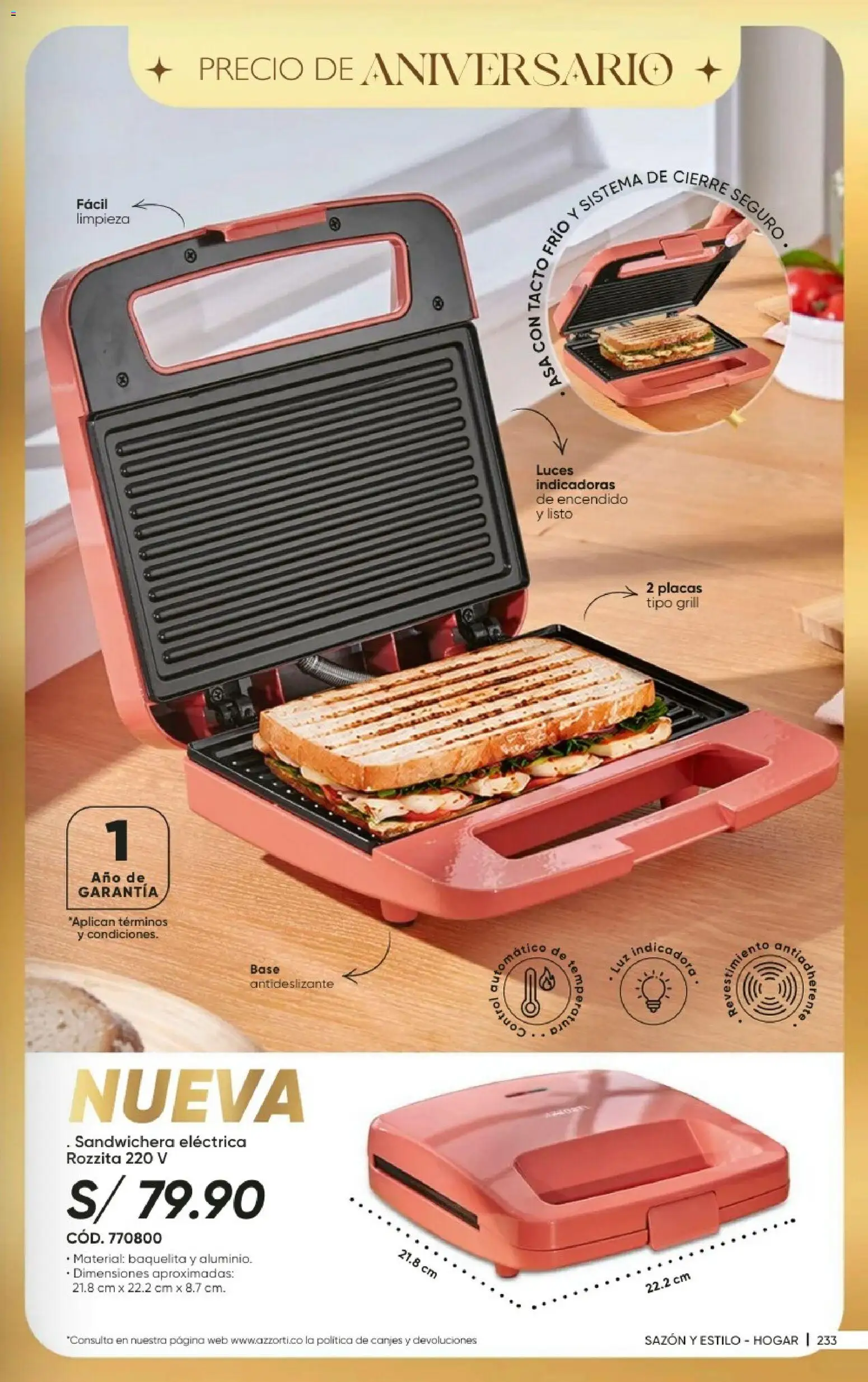 Catálogo Azzorti válido desde 20/09/2026 | Página: 235 | Productos: Sandwichera