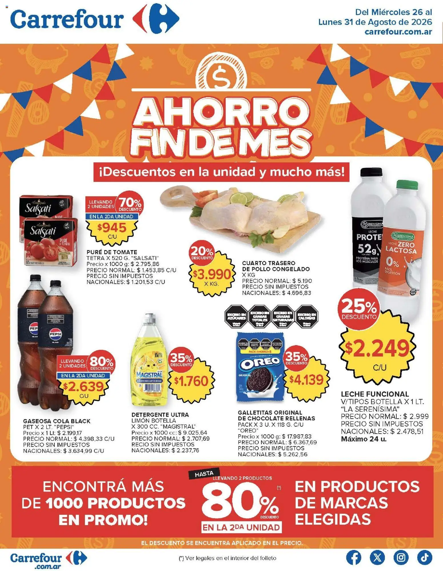 Carrefour ofertas │ válido desde el 26/08/2026 | Página: 2 | Productos: Galletitas, Pollo, Oreo, Puré