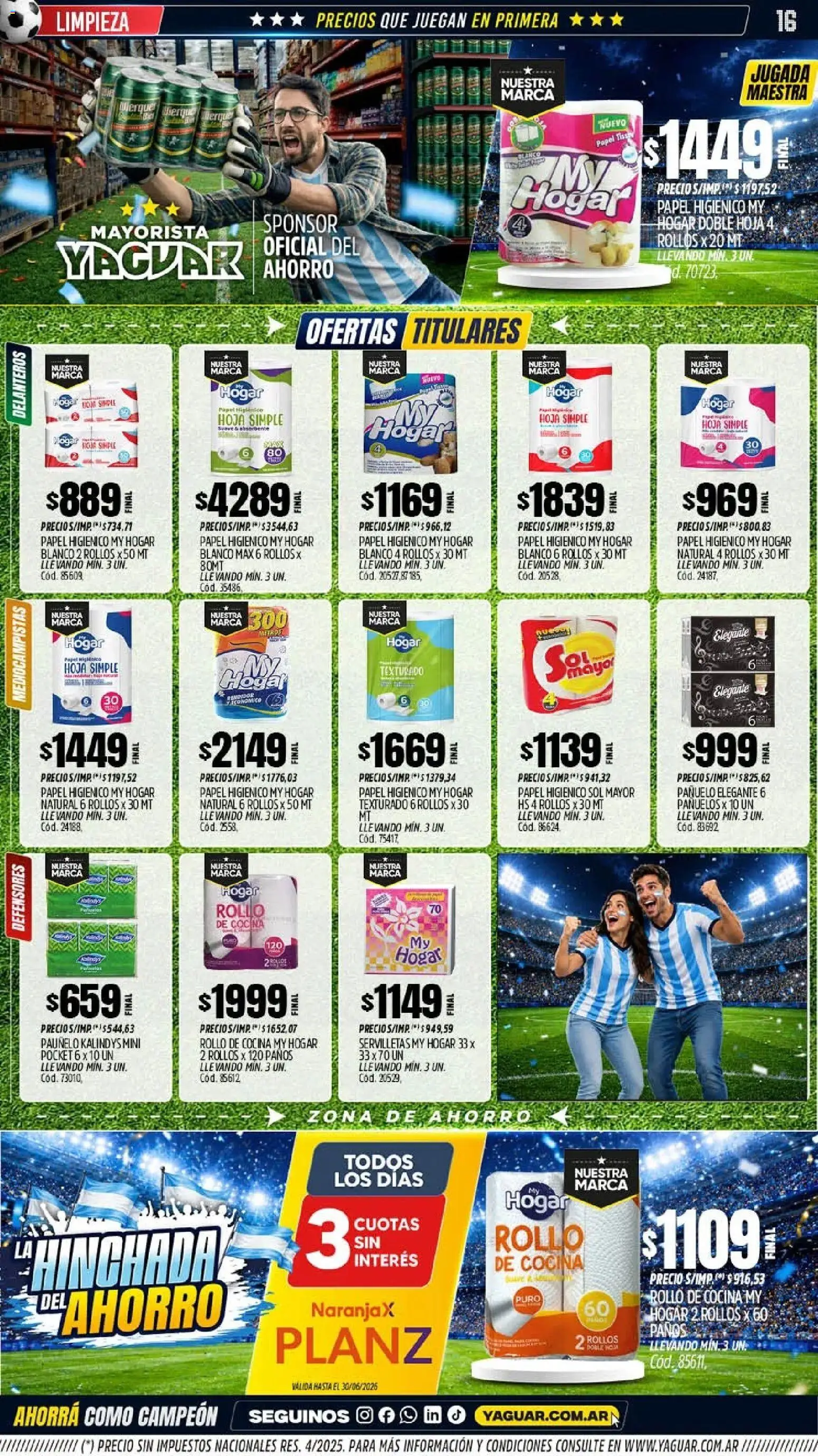 Yaguar catálogo │ válido desde el 01.06.2026 | Página: 16 | Productos: Papel higiénico, Pañuelo, Cocina, Servilletas