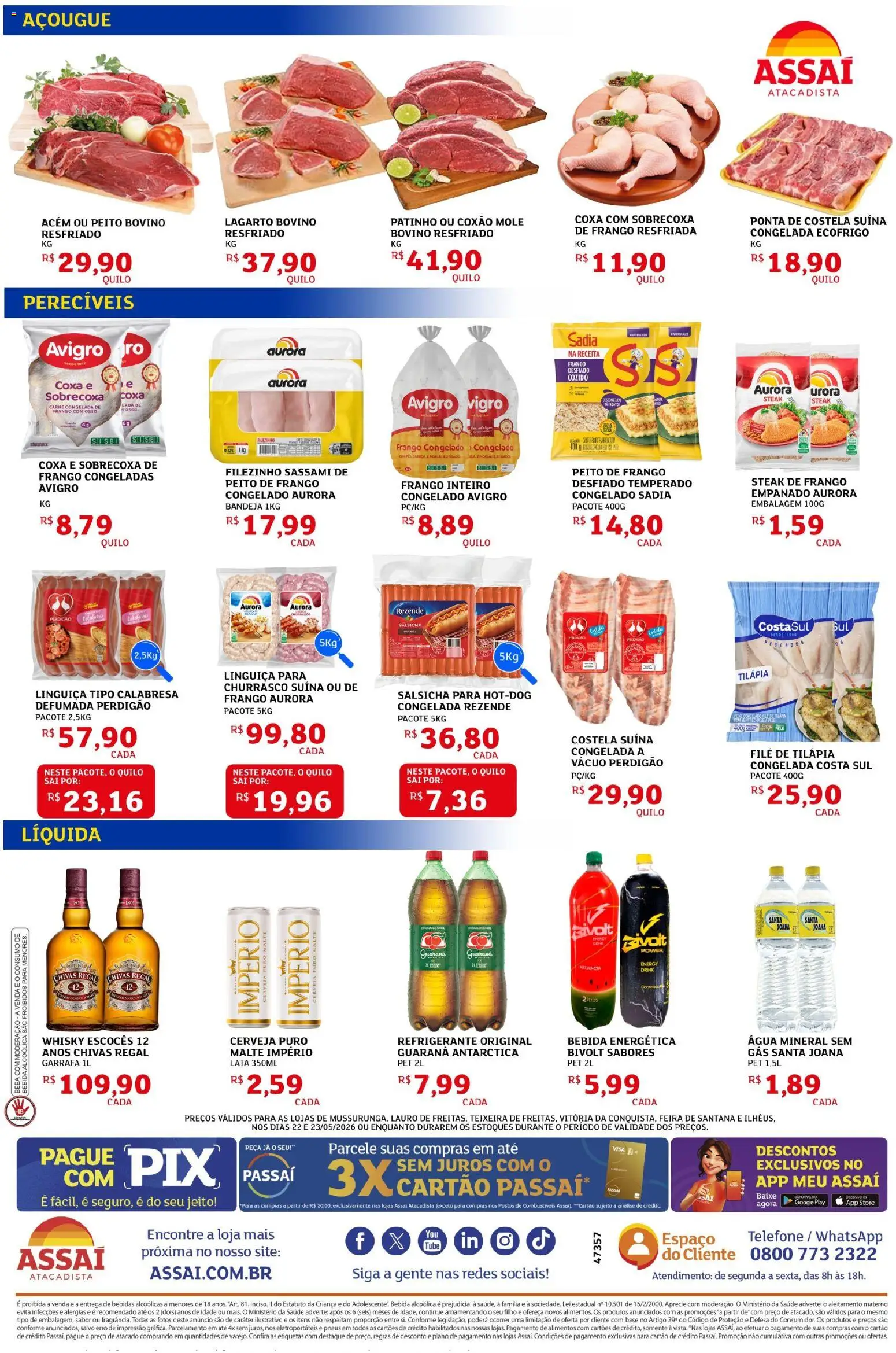 Assaí Atacadista Folheto - válido de 22.05.2026 | Página: 2 | Produtos: Whisky, Bebida, Água mineral, Refrigerante