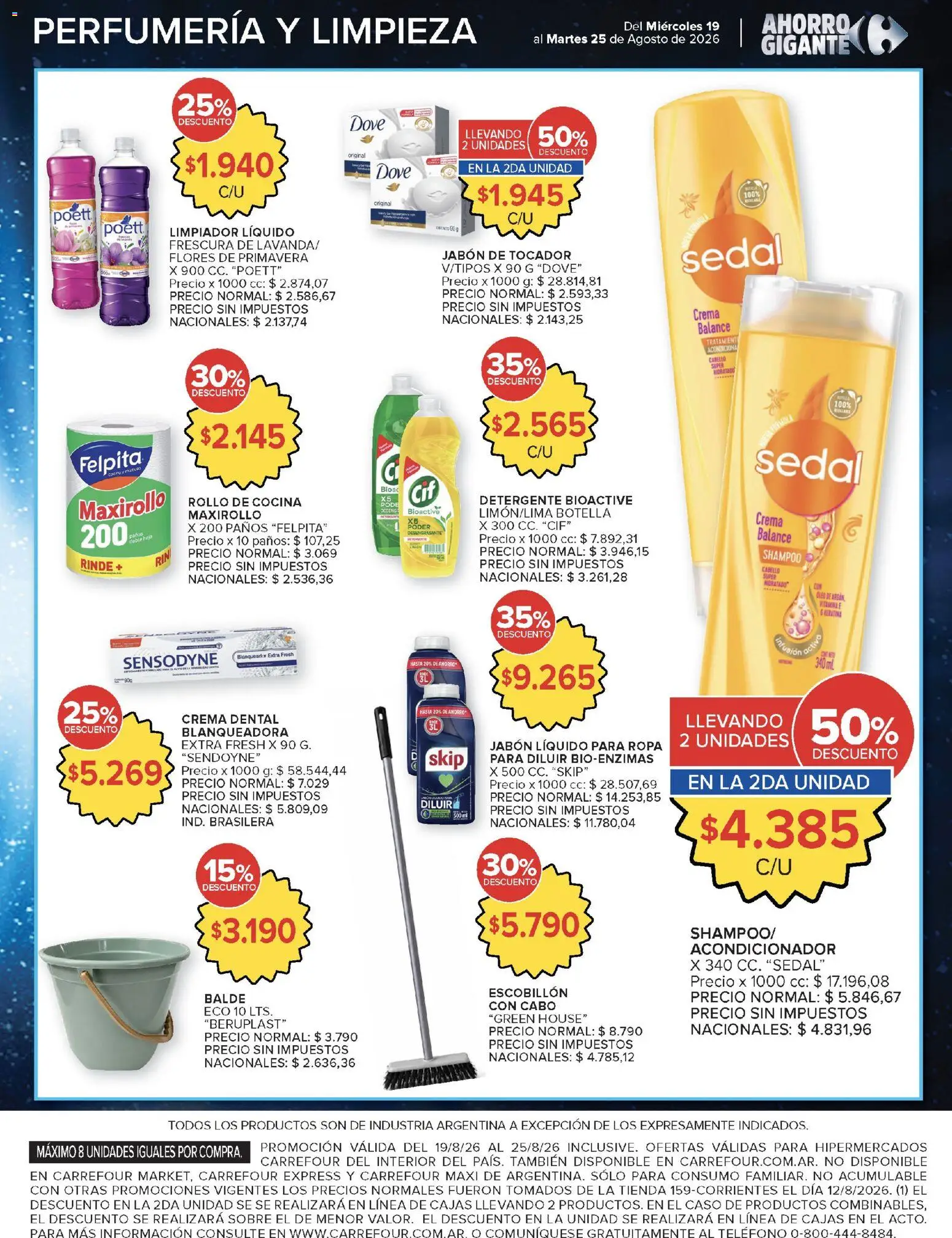 Carrefour ofertas │ válido desde el 19/08/2026 | Página: 15 | Productos: Flores, Detergente, Escobillon, Limpiador
