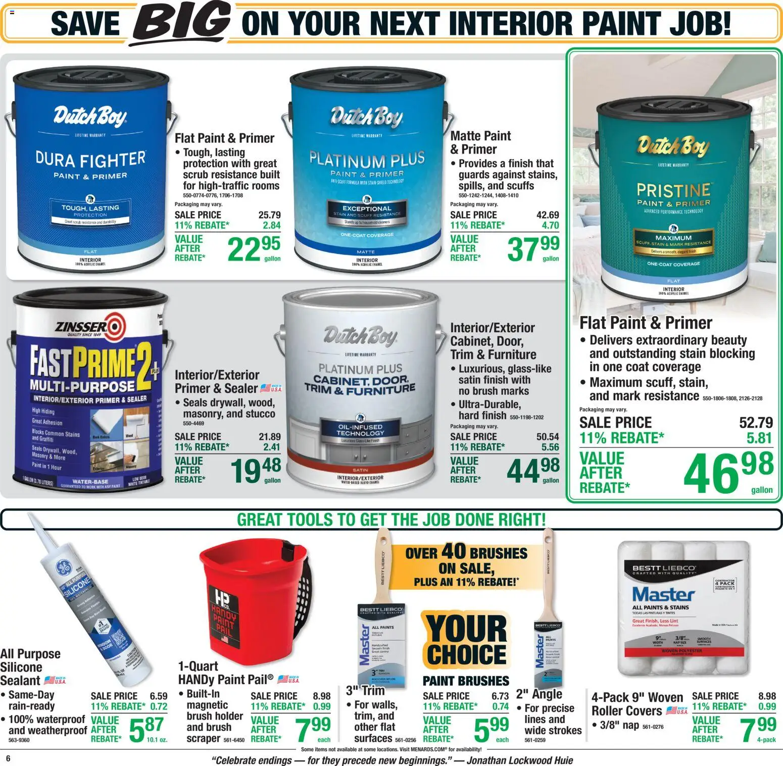 Menards Weekly Ad - valid from 10/01/2026 | Page: 9 | Products: Sealant, Brushes, Trim, Brush