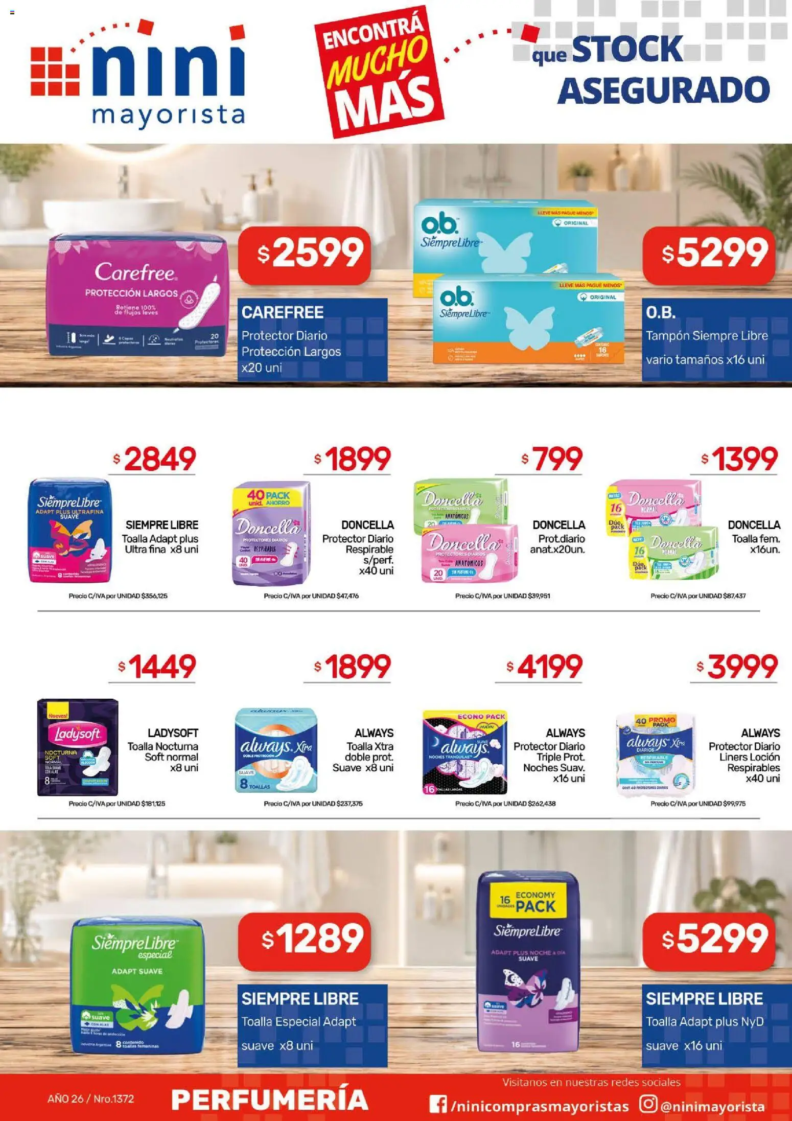 NINI Mayorista ofertas │ válido desde el 10/08/2026 | Página: 7 | Productos: Toallas, Diarios, Loción, Protectores diarios
