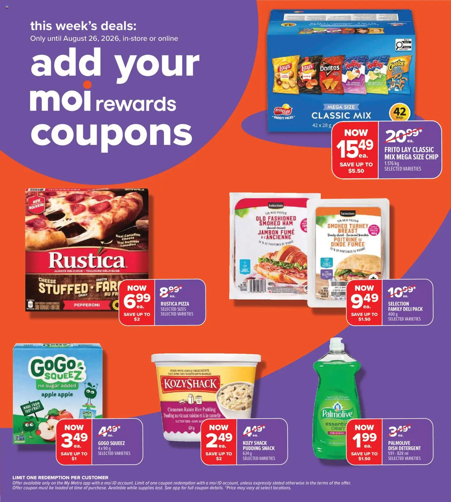 Metro flyer valid from Aug 20, 2026 | Page: 3 | Products: Raisins, Meat, Cheese, Ingredients