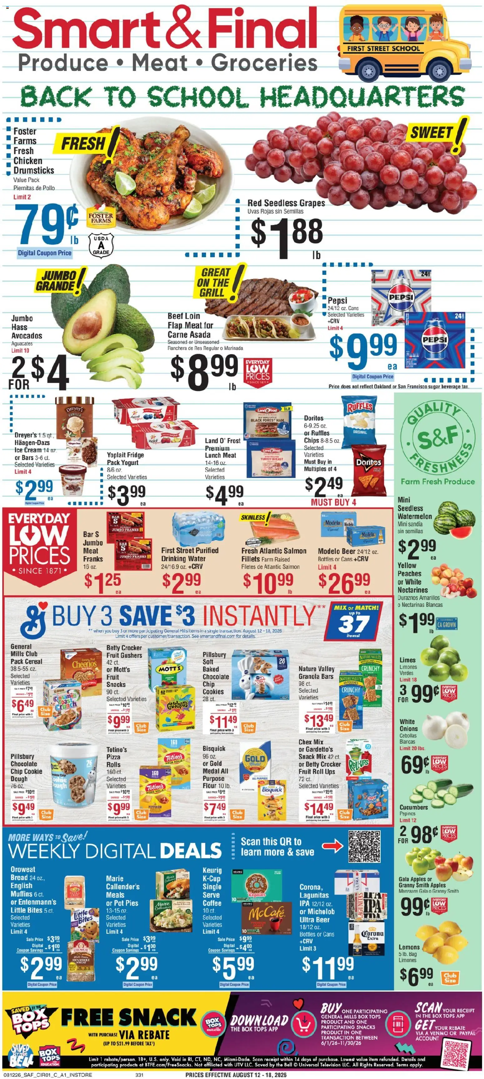 Smart & Final Weekly Ad - valid from 08/12/2026 | Page: 1 | Products: Lemons, Apples, Beef, Bag