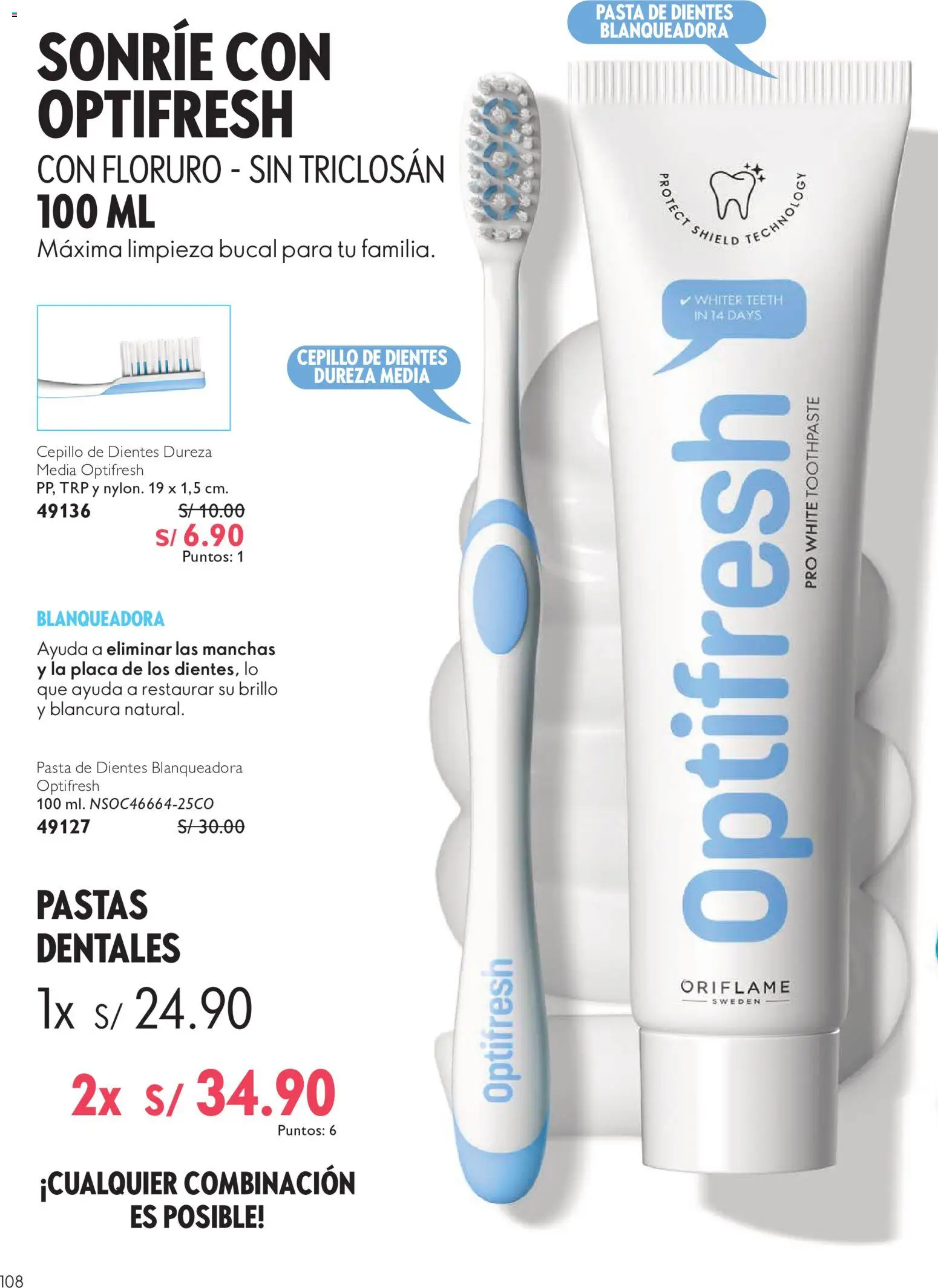 Catálogo Oriflame válido desde 12/09/2026 | Página: 108 | Productos: Cepillo de dientes, Pasta, Pastas