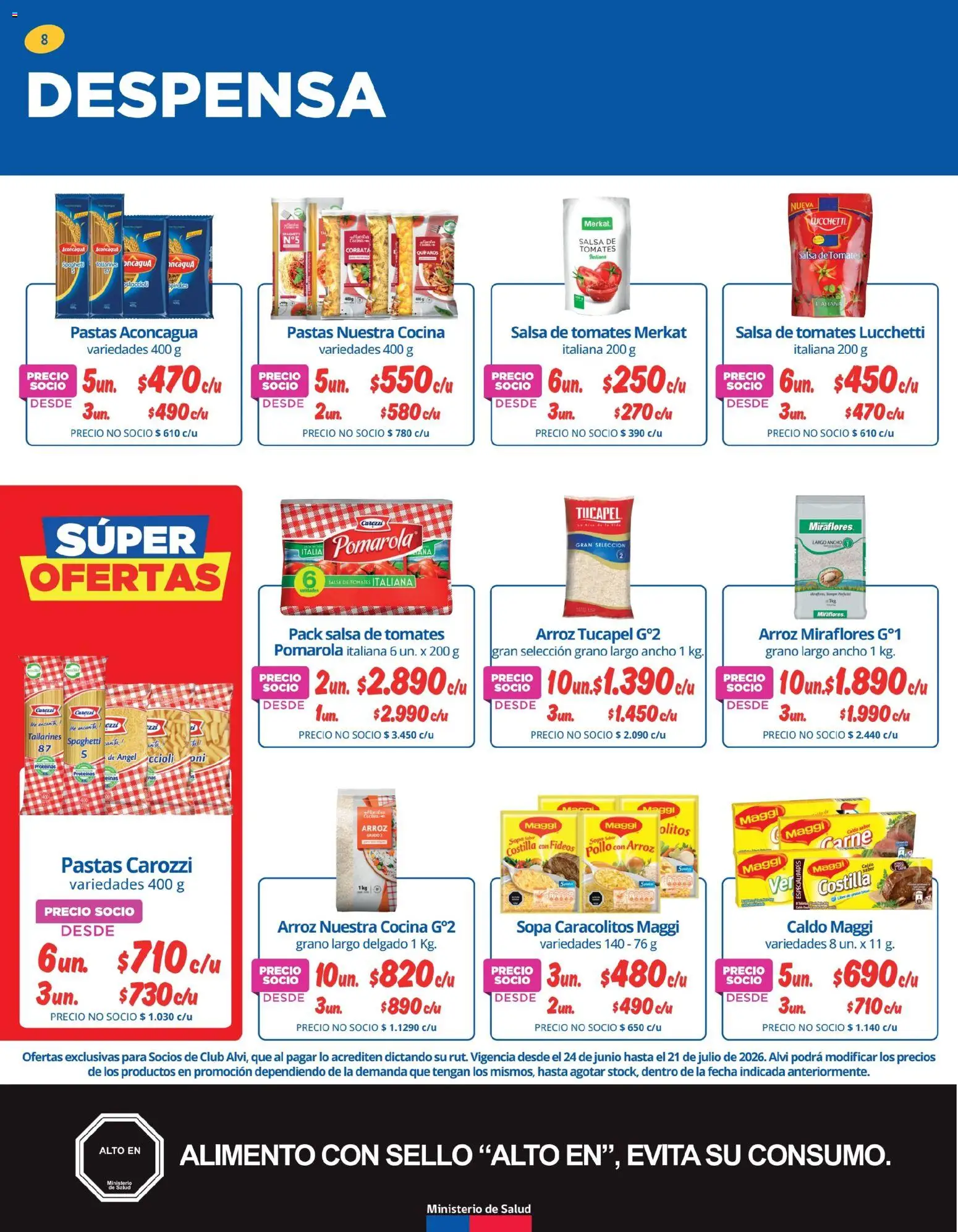 Alvi catálogo │ válido desde el 23.06.2026 | Página: 8 | Productos: Sopa, Corbata, Tomates, Arroz