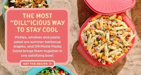 Preview of Dill Pickle Pasta Salad, Pickles, smokies and pasta salad are summer barbecue staples, and Dill Pickle Pasta Salad brings them together in one satisfying bowl. from shop Co-op Food valid from 11.06.2026 | Page: 3