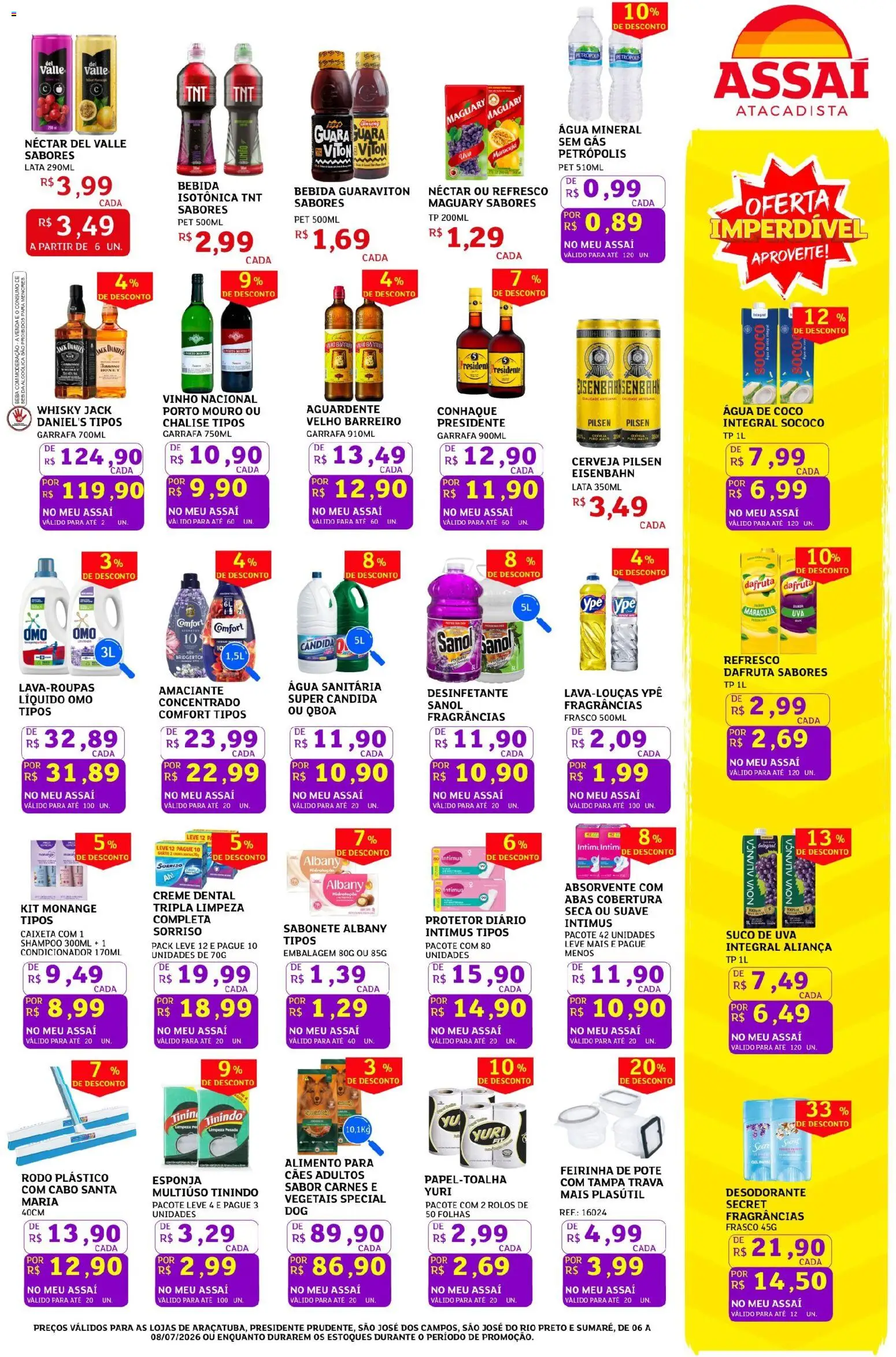 Assaí Atacadista Folheto - válido de 06/07/2026 | Página: 3 | Produtos: Maracujá, Água de coco, Desodorante, Absorvente