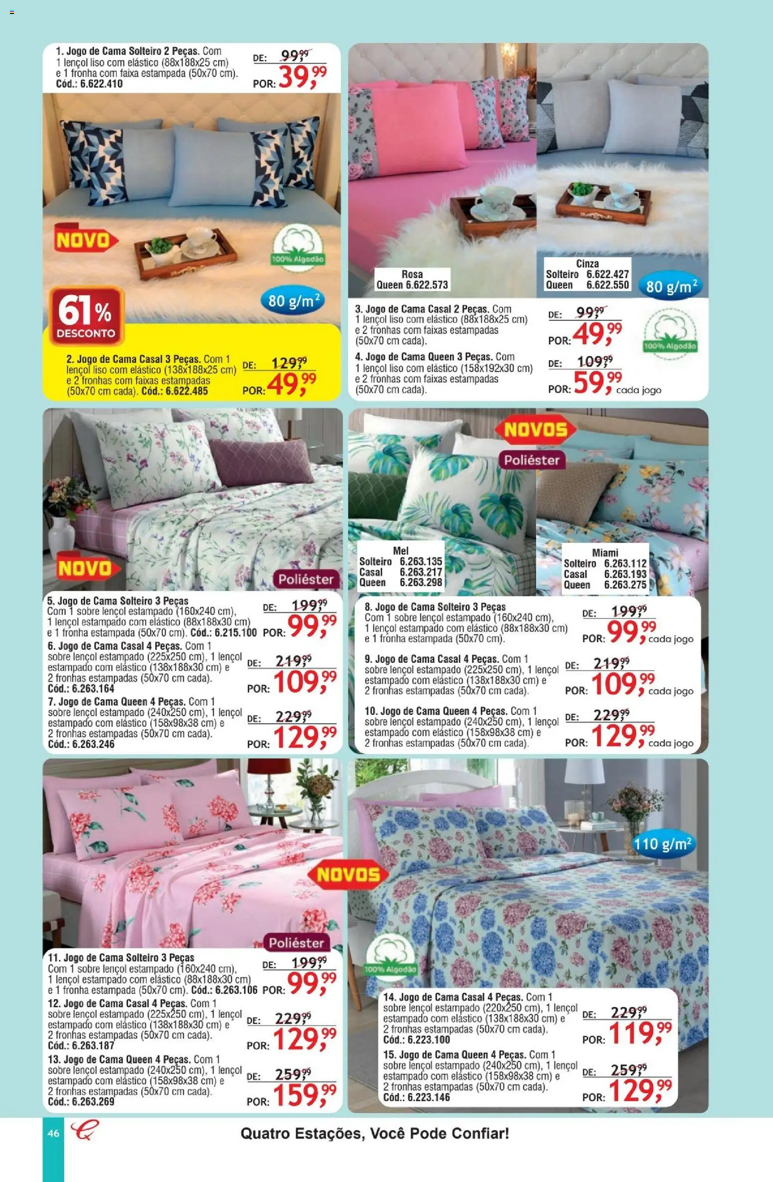 Quatro Estações Folheto - válido de 01/08/2026 | Página: 46 | Produtos: Jogo de cama, Cama, Algodão, Fronha