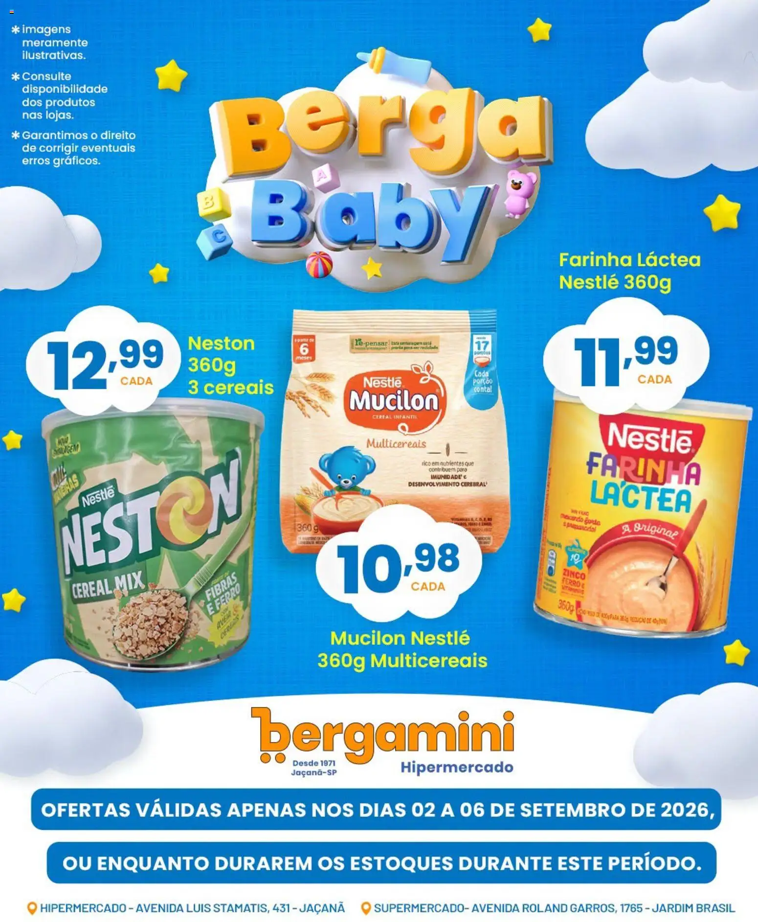 Supermercado Bergamini Folheto - válido de 02/09/2026 | Página: 3 | Produtos: Farinha, Farinha láctea, Cereais, Aveia