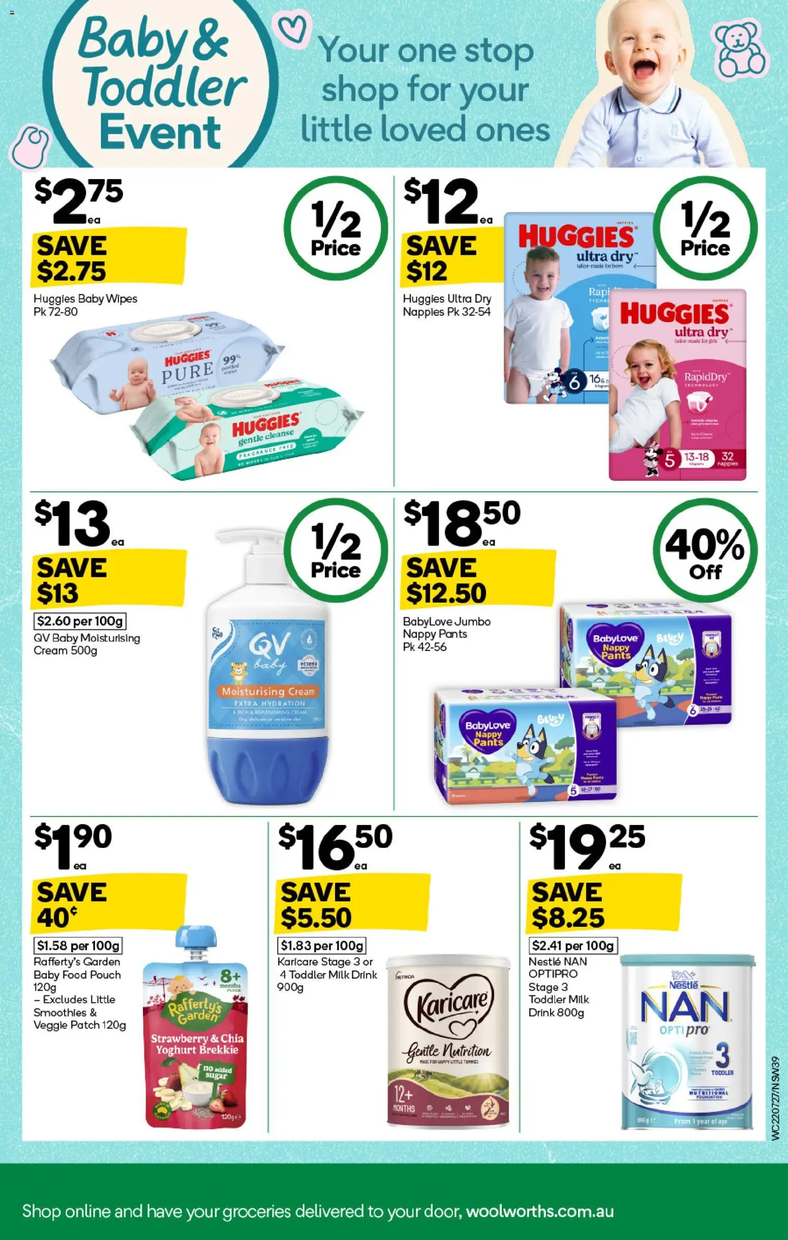 Woolworths catalogue - valid from 22/07/2026 | Page: 39 | Products: Milk, Nappies, Baby food, Sugar