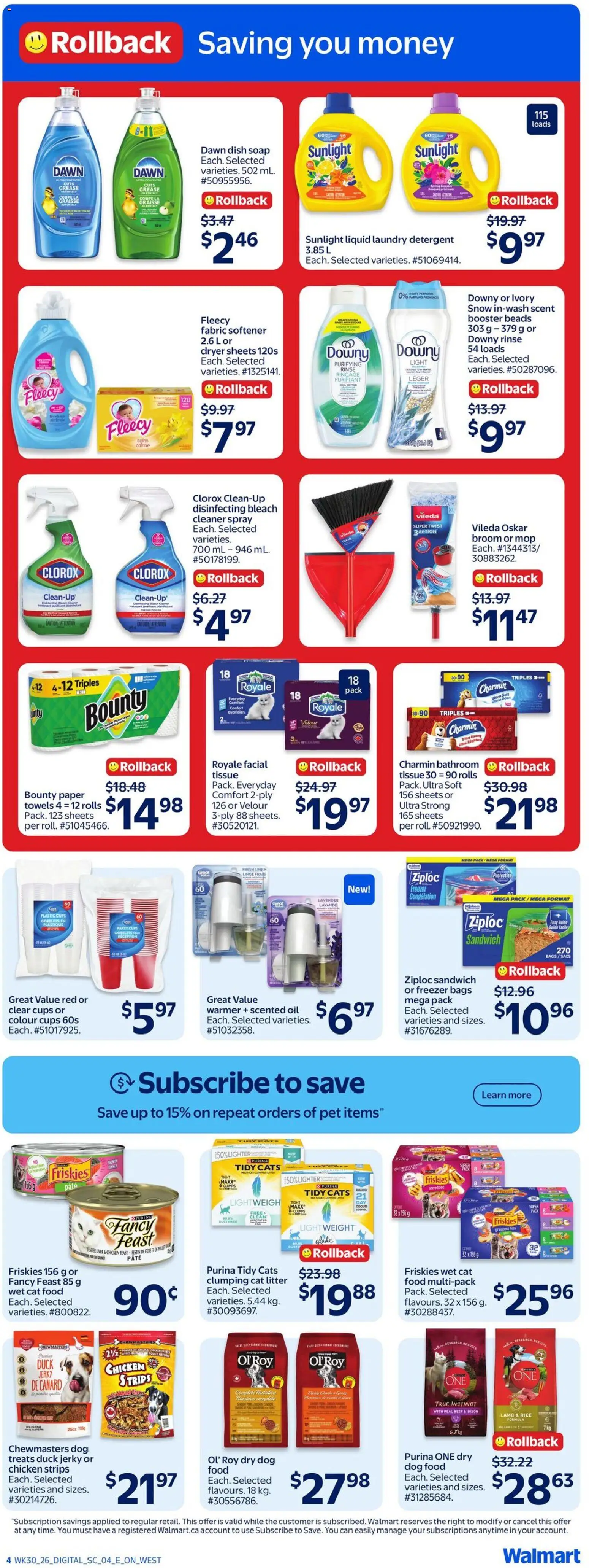 Walmart flyer valid from Aug 20, 2026 | Page: 7 | Products: Paper towels, Pâté, Lamb, Duck