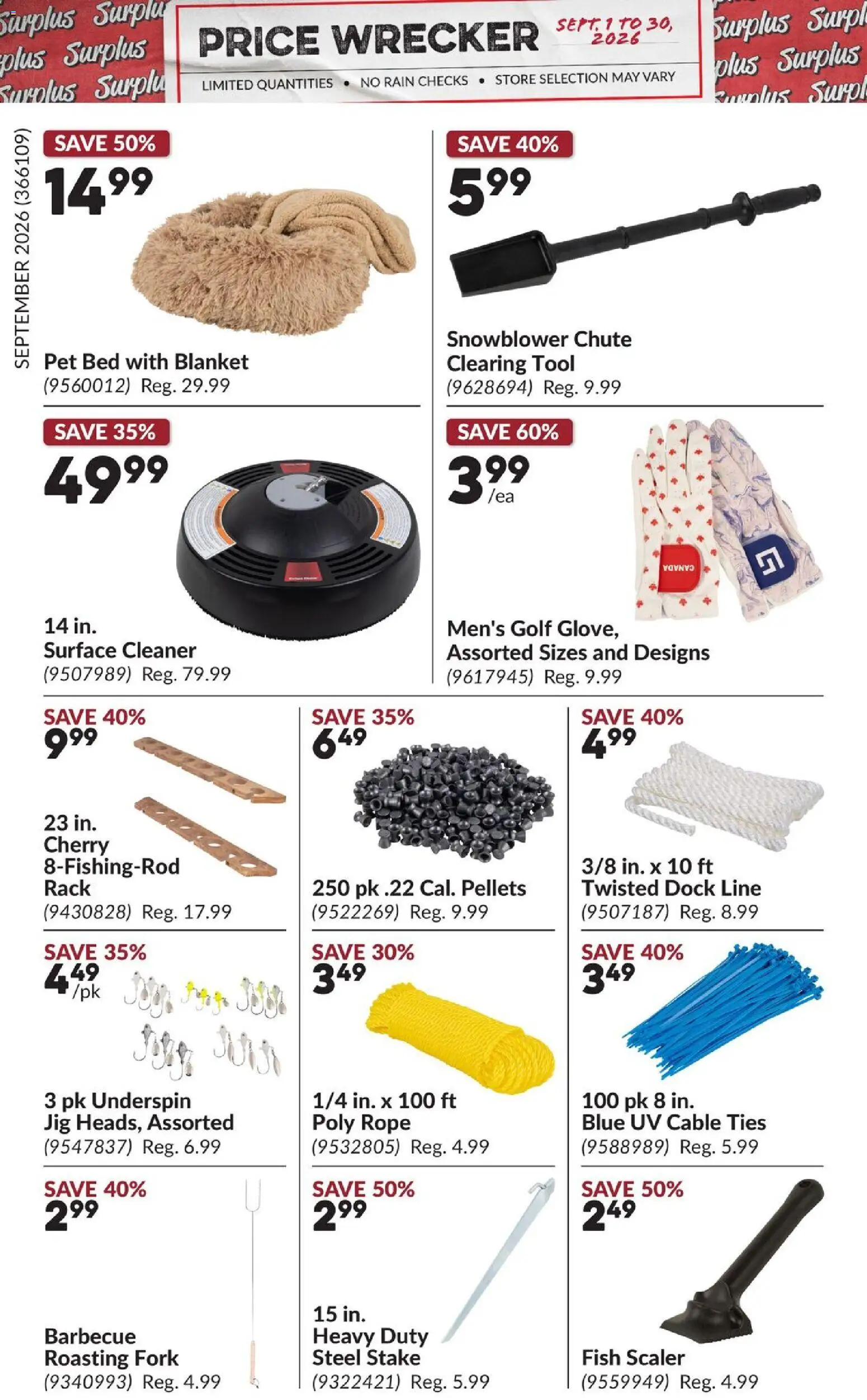 Princess Auto flyer valid from Sep 1, 2026 | Page: 33 | Products: Fish, Cable, Bed, Blanket