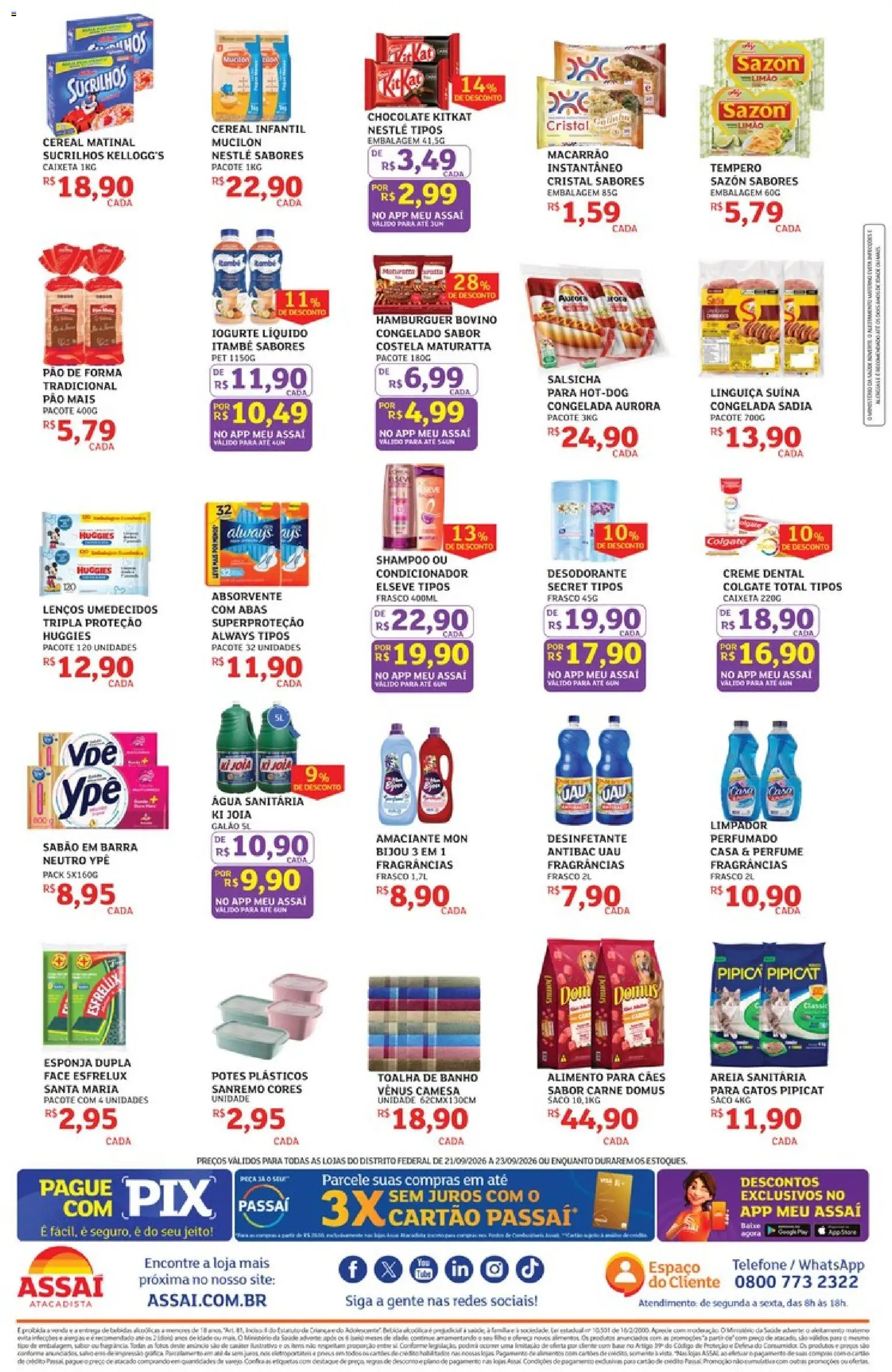 Assaí Atacadista Folheto - válido de 21/09/2026 | Página: 2 | Produtos: Sabão, Pão, Carne, Pão de forma