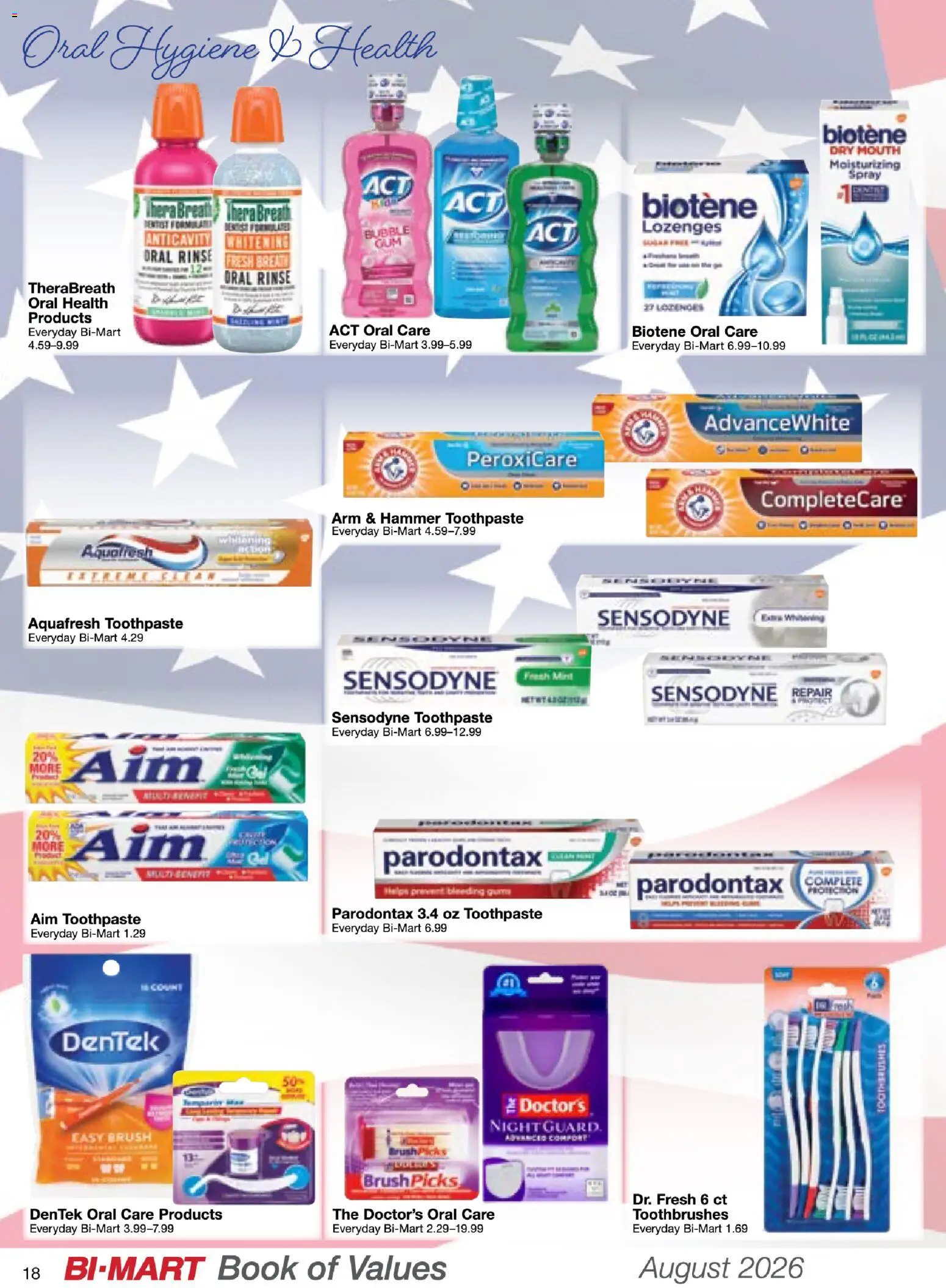 Bi-Mart August Health & Beauty Book of Values - valid from 08/01/2026 | Page: 18 | Products: Brush, Hammer, Toothpaste