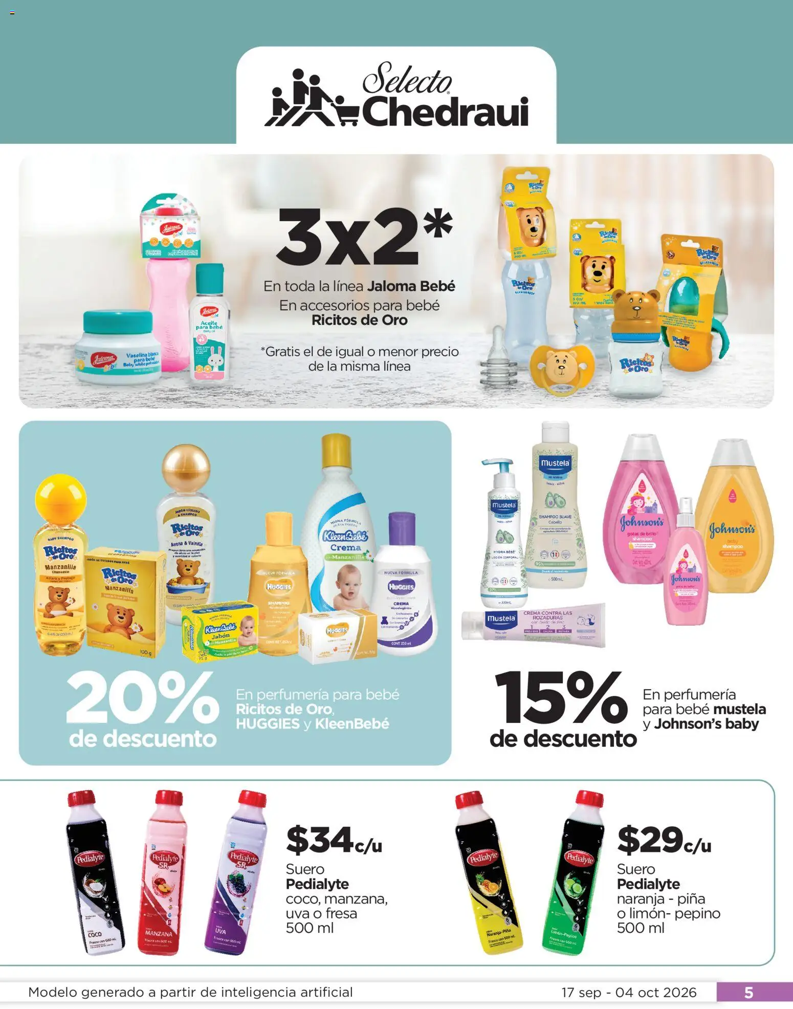 Nuevas ofertas de Chedraui válidas en toda la República Mexicana desde el 17/09/2026. ¡Encuentra las mejores ofertas en Chedraui folleto Llevarte más cuesta menos! | Página: 5 | Productos: Manzana, Brillo, Aceite, Piña