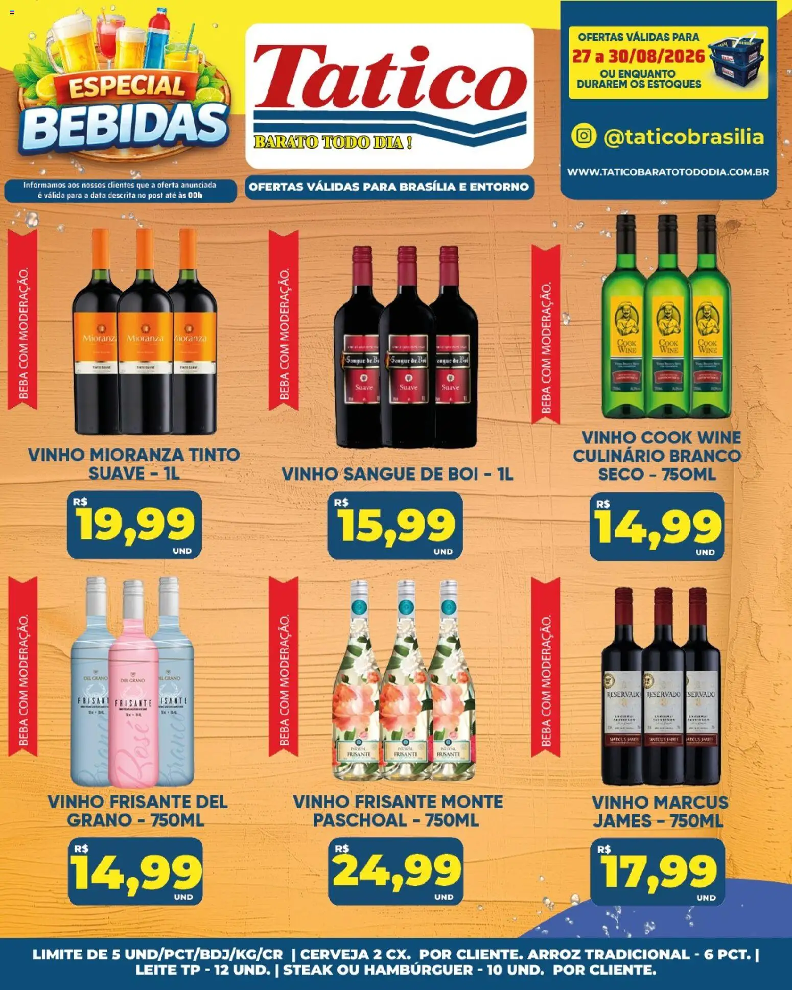 Tatico Folheto - válido de 27/08/2026 | Página: 26 | Produtos: Bebidas, Leite, Vinho, Arroz