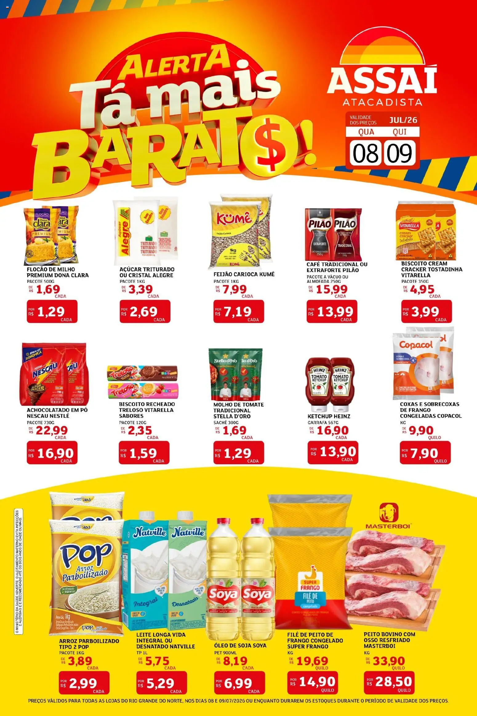 Assaí Atacadista Folheto - válido de 08/07/2026 | Página: 1 | Produtos: Molho de tomate, Almofada, Óleo, Frango