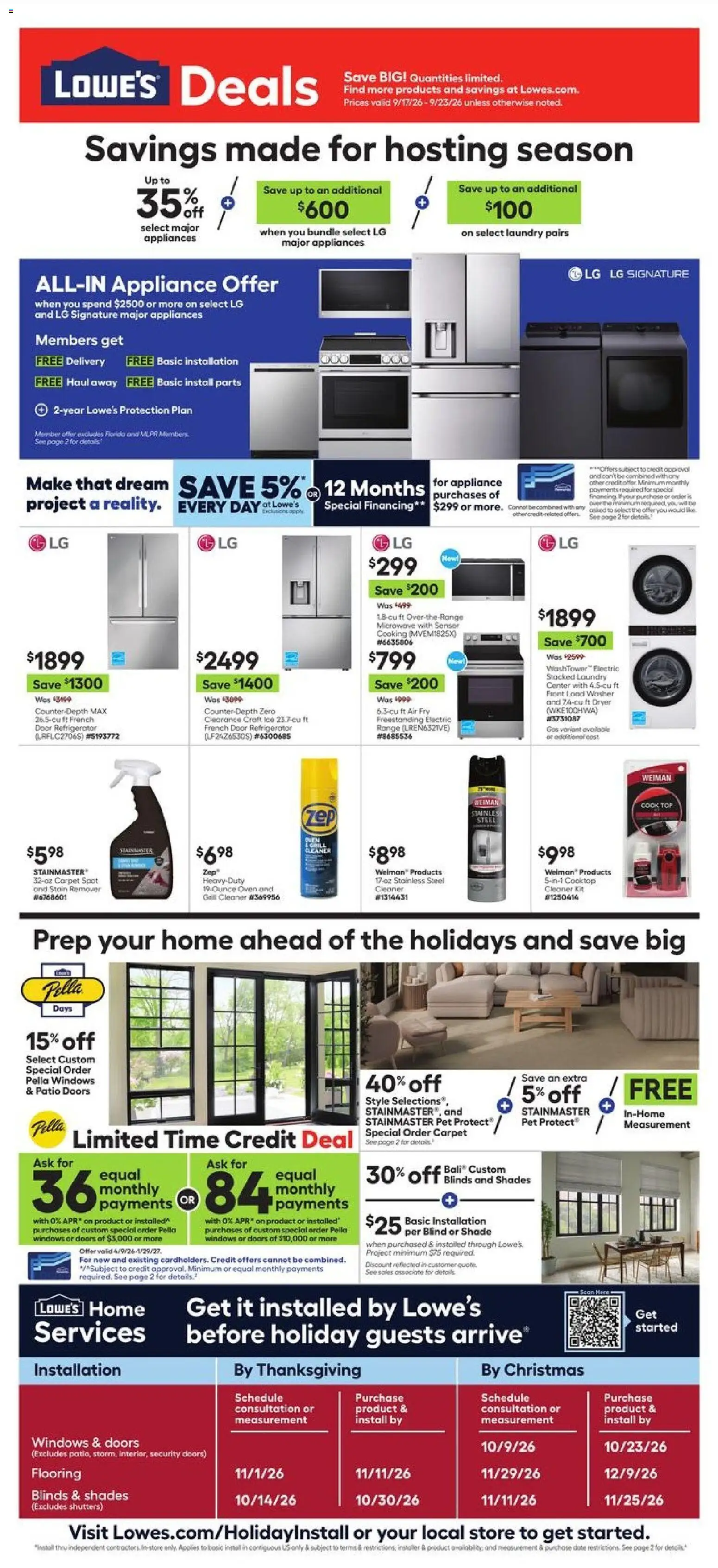 Lowe's Weekly Ad - valid from 09/17/2026 | Page: 1 | Products: Microwave, Ice, Washer, Grill