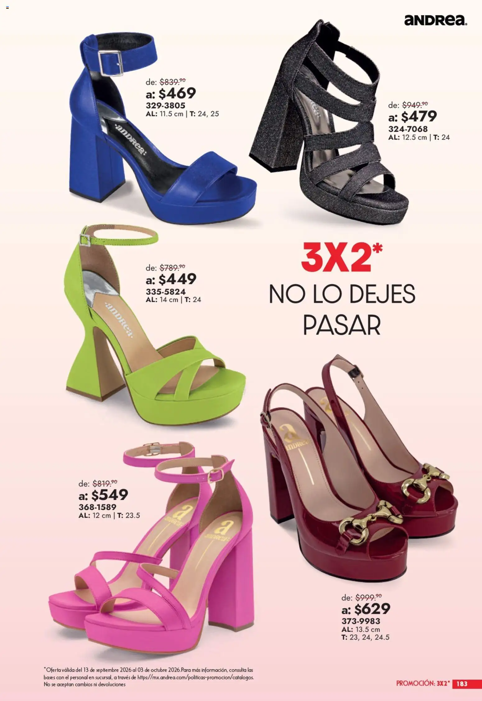 Nuevas ofertas de Andrea válidas en toda la República Mexicana desde el 13/09/2026. ¡Encuentra las mejores ofertas en Andrea catálogo Outlet! | Página: 183