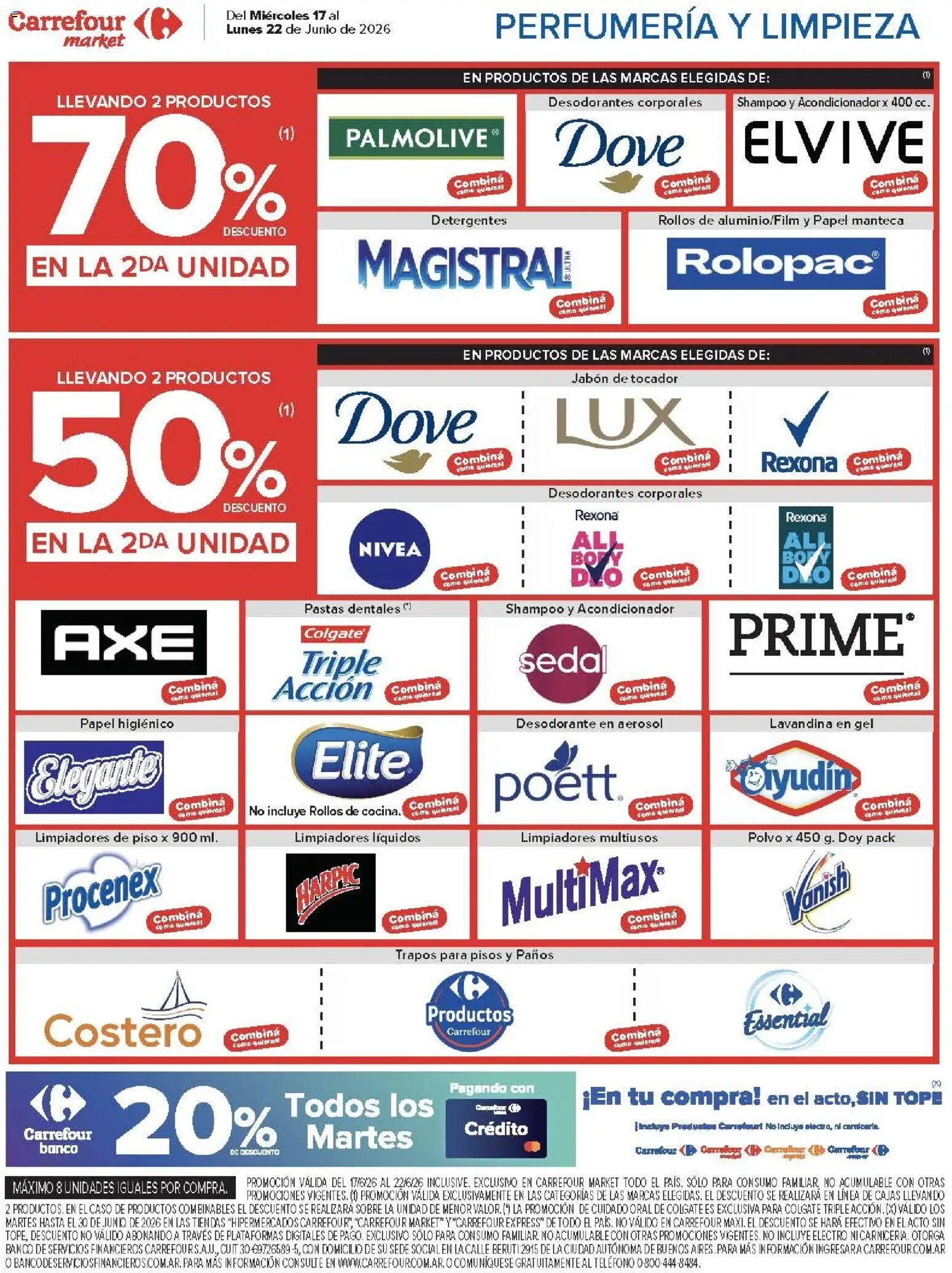 Carrefour ofertas │ válido desde el 17.06.2026 | Página: 52 | Productos: Papel higiénico, Lavandina, Jabón, Manteca