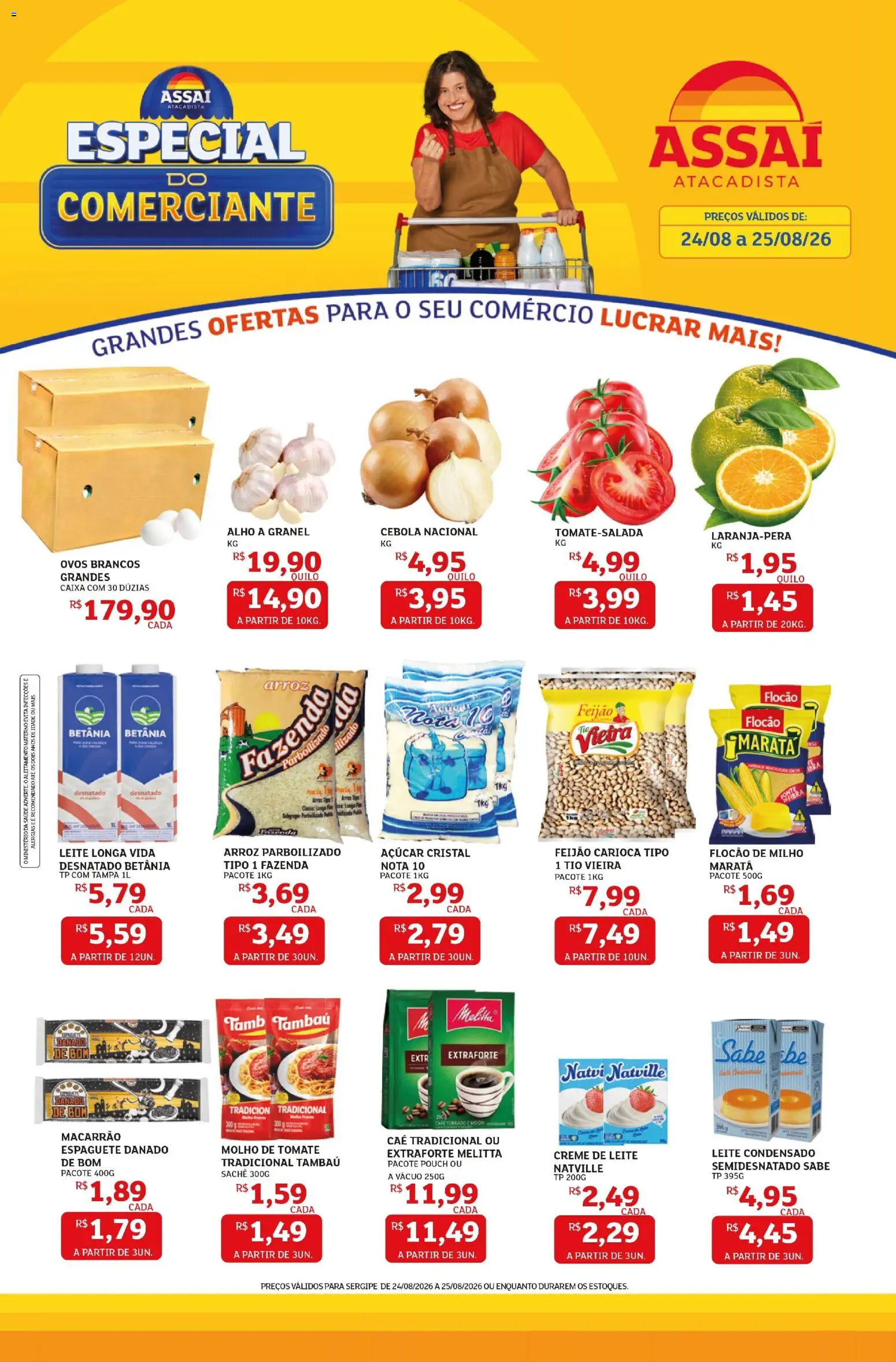 Assaí Atacadista Folheto - válido de 24/08/2026 | Página: 1 | Produtos: Feijão, Molho de tomate, Ovos, Leite condensado