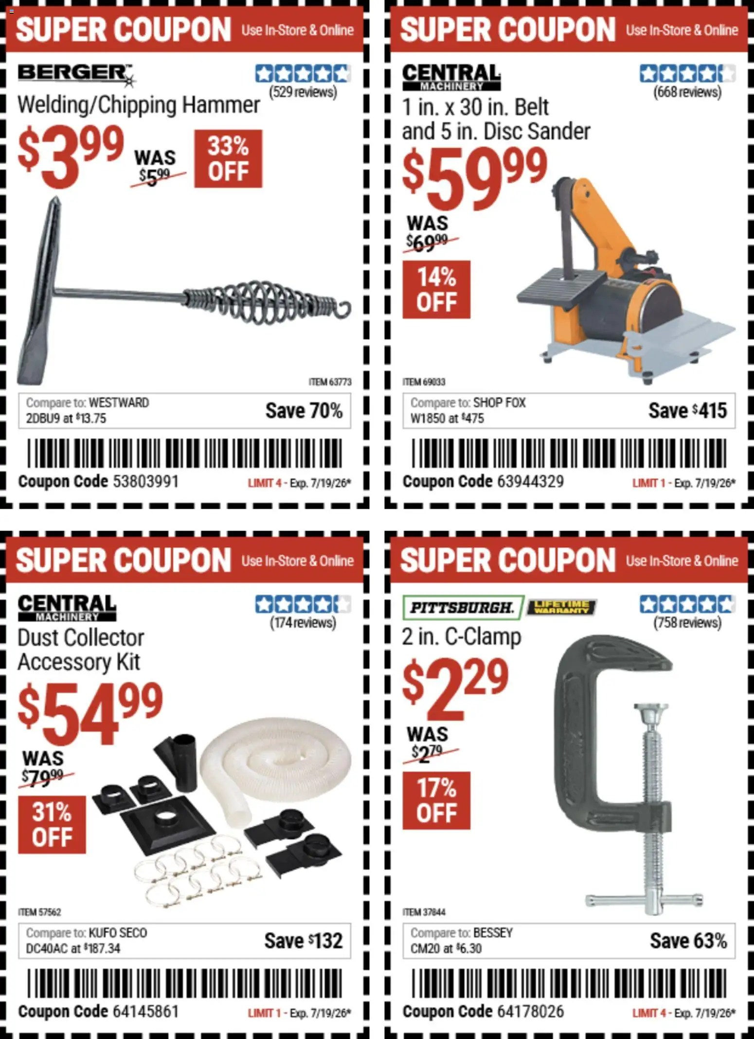Harbor Freight Weekly Ad - valid from 07/06/2026 | Page: 16 | Products: Sander, Hammer, Belt