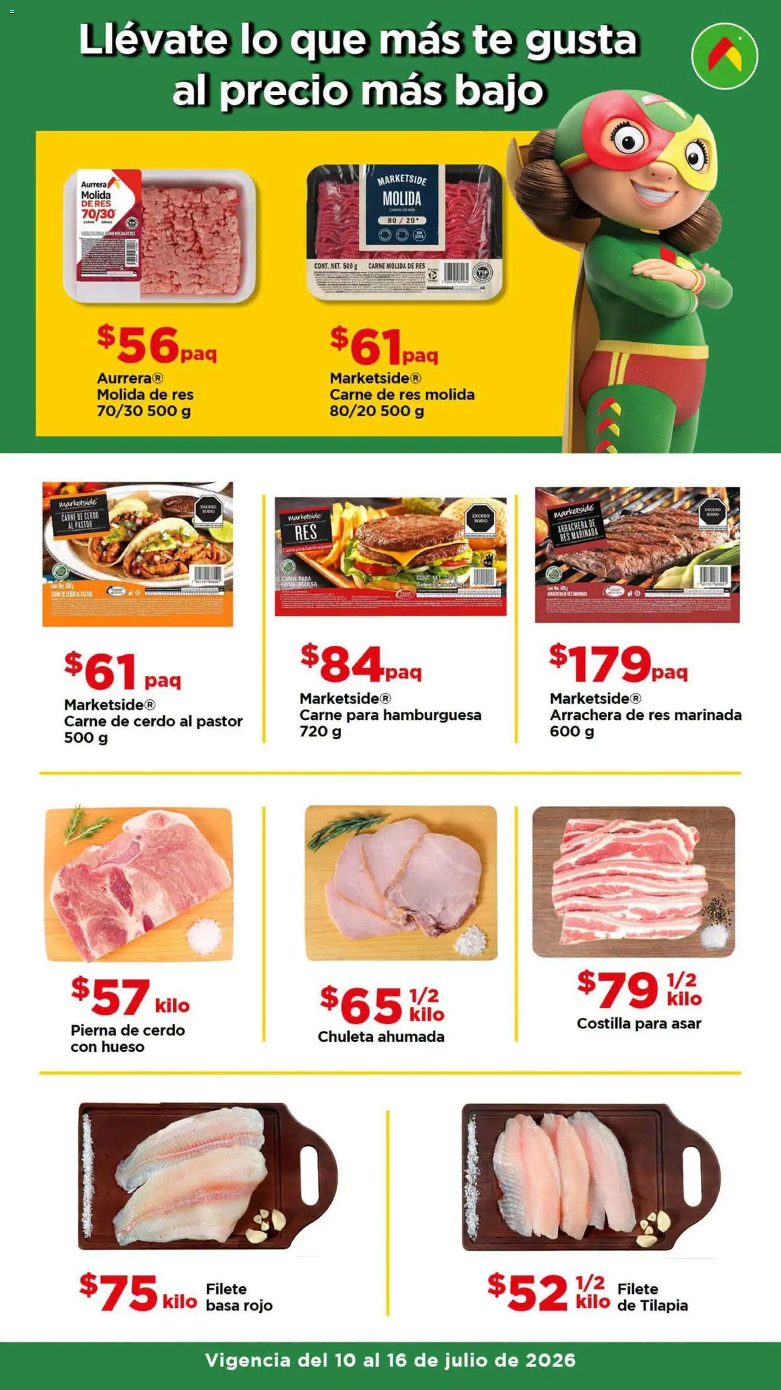 Nuevas ofertas de Bodega Aurrerá válidas en toda la República Mexicana desde el 10/07/2026. ¡Encuentra las mejores ofertas en Bodega Aurrerá folleto Aprovecha más surtido! | Página: 2 | Productos: Chuleta, Pierna de cerdo, Té, Carne molida