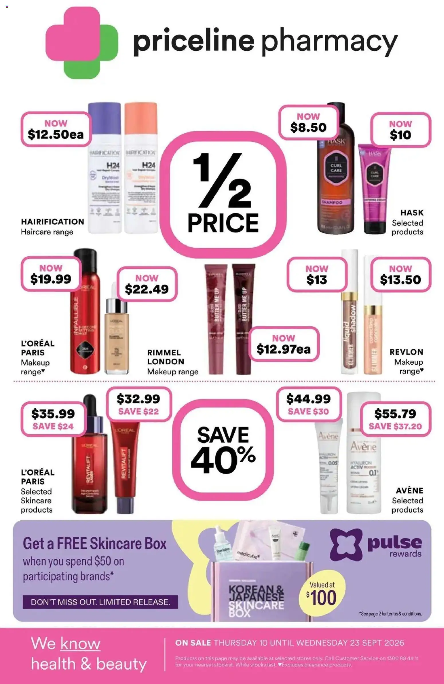 Priceline Pharmacy catalogue Stepney - 10/09/2026 > weekly / monthly specials | Page: 1 | Products: Box, Butter, Shampoo, Makeup