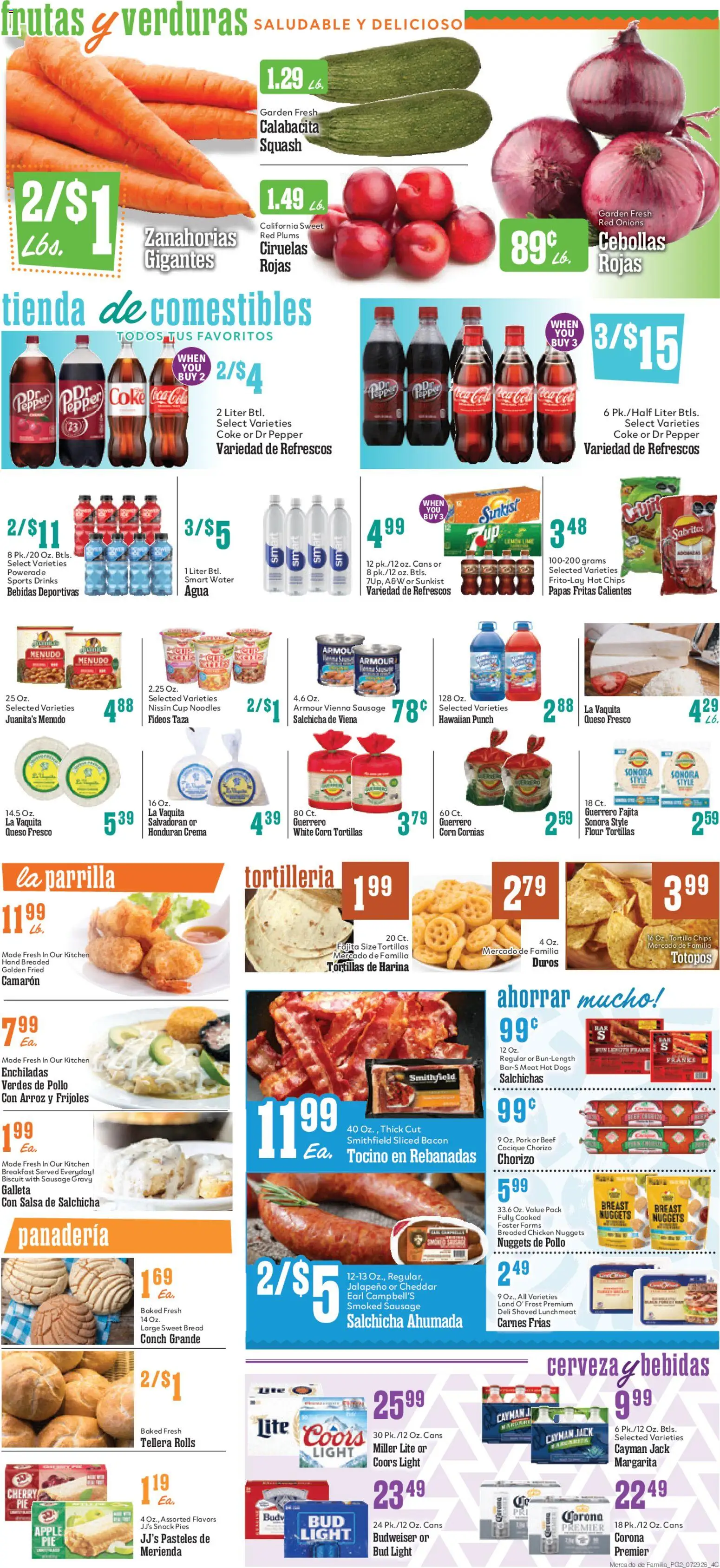 Market Basket Mercado de Familia - valid from 07/29/2026 | Page: 2 | Products: Noodles, Water, Sausage, Lime