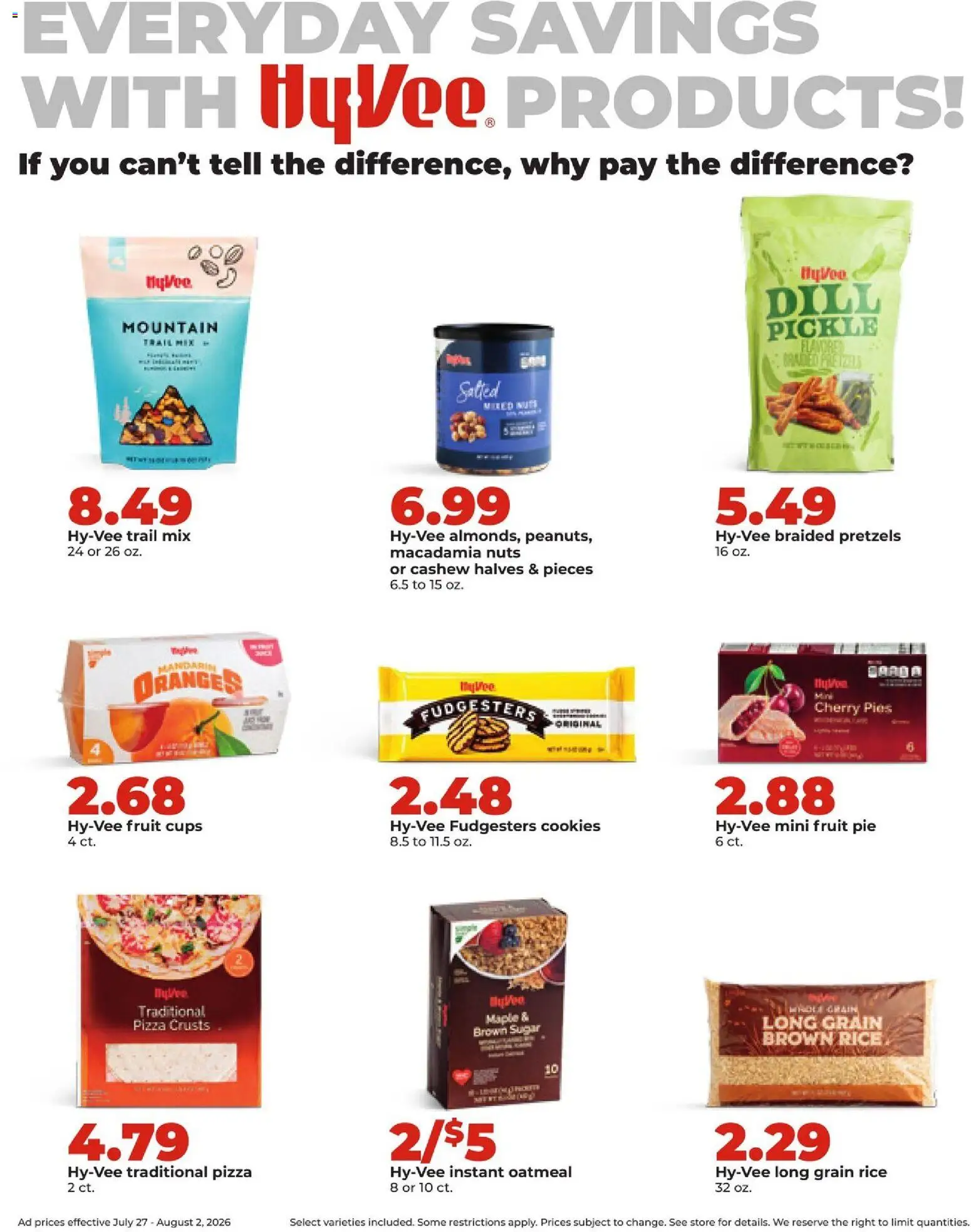 HyVee Weekly Ad - valid from 07/27/2026 | Page: 18 | Products: Pizza, Oranges, Rice, Nuts