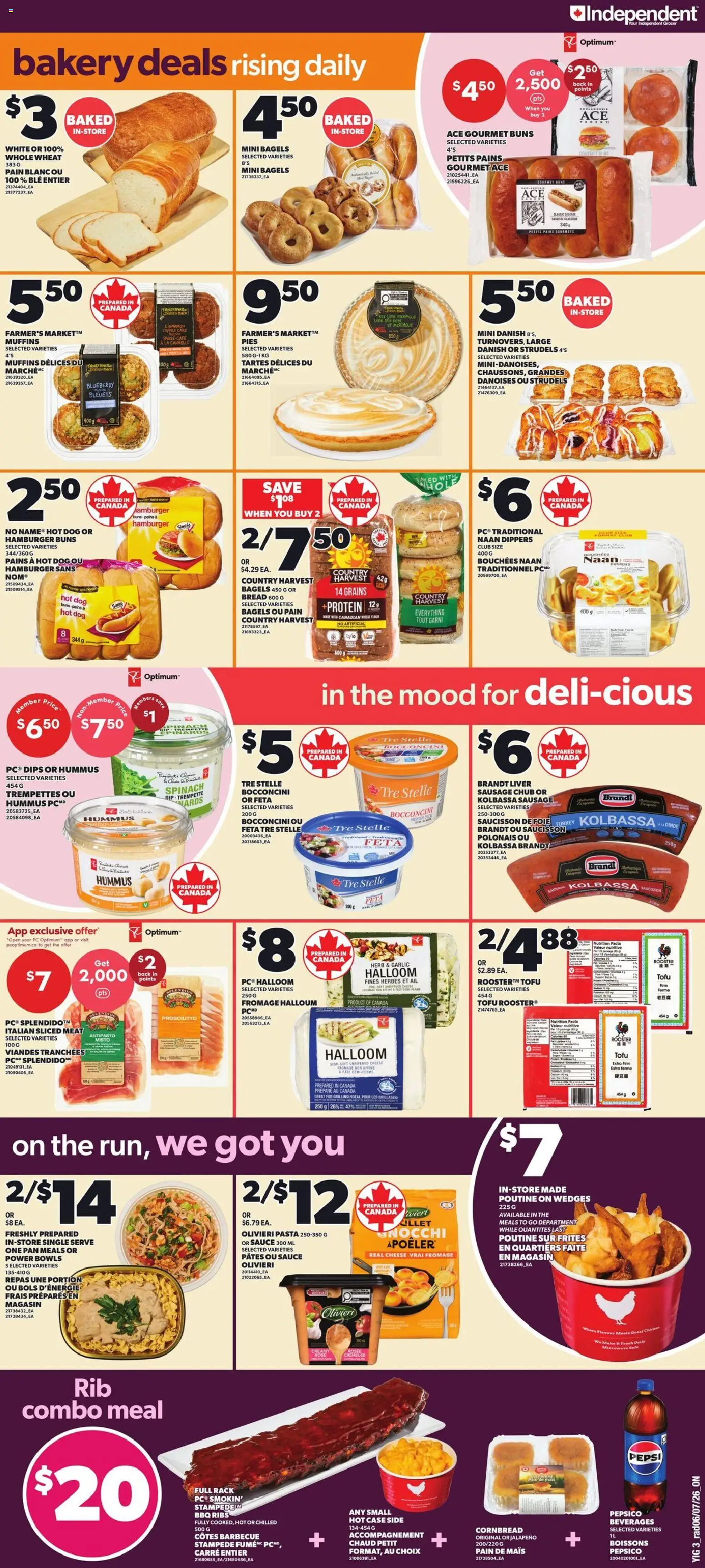 Independent Grocer flyer valid from Jul 9, 2026 | Page: 5 | Products: Pasta, PC, Cheese, Bread