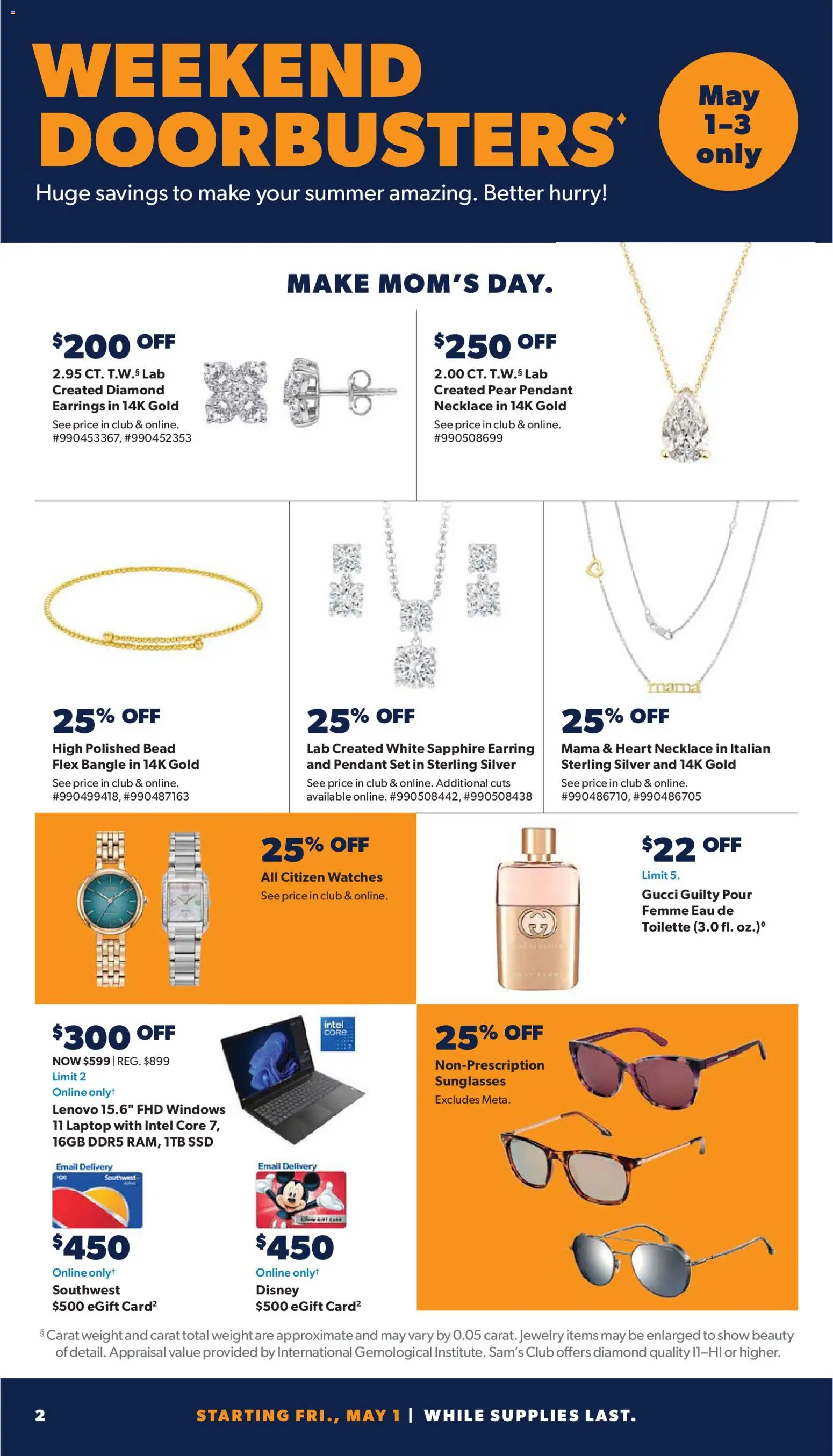 Sam's Club Weekly Ad - valid from 29.04.2026 | Page: 2 | Products: Watches, Pear, Laptop, SSD