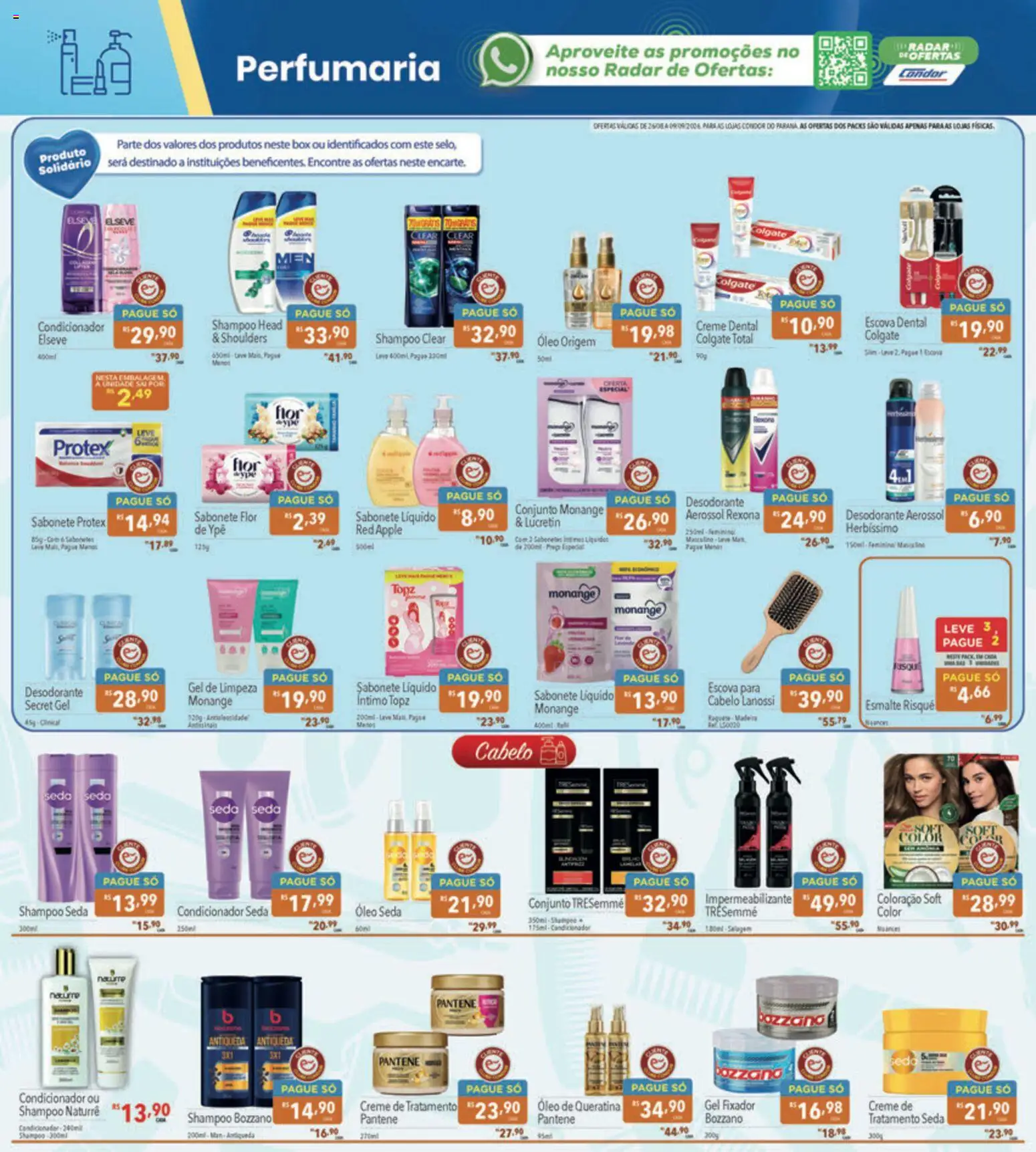 Supermercados Condor Folheto - válido de 26/08/2026 | Página: 20 | Produtos: Condicionador, Óleo, Creme, Fixador